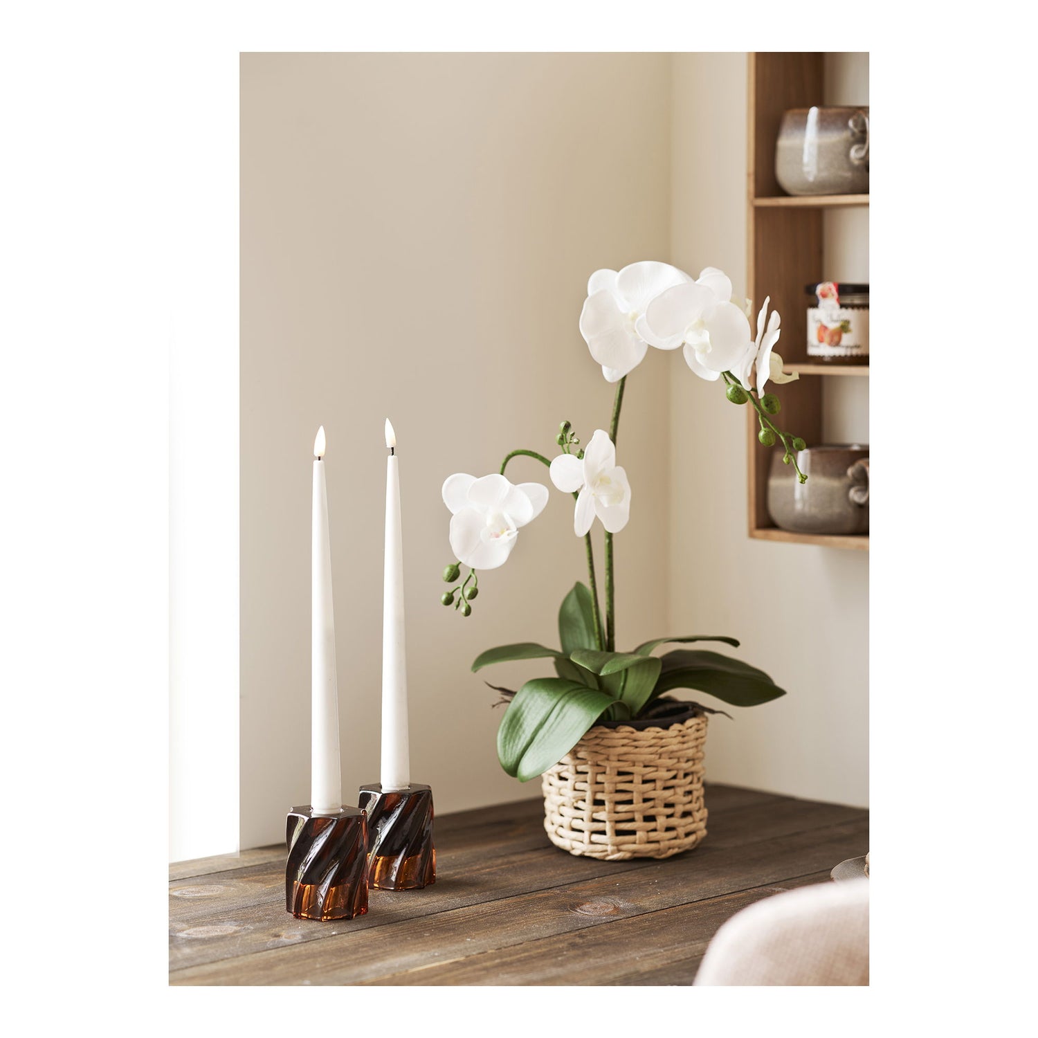 Candlestick - Candlestick, Glas, geräucherter brauner Set von 2