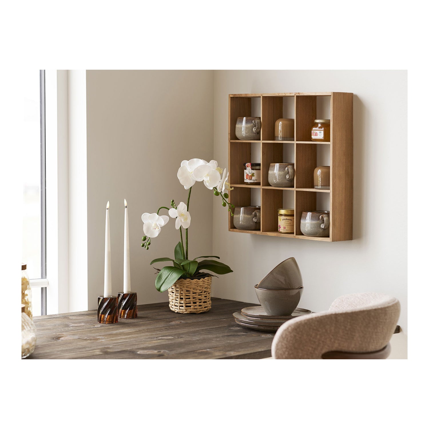 Candlestick - Candlestick, Glas, geräucherter brauner Set von 2