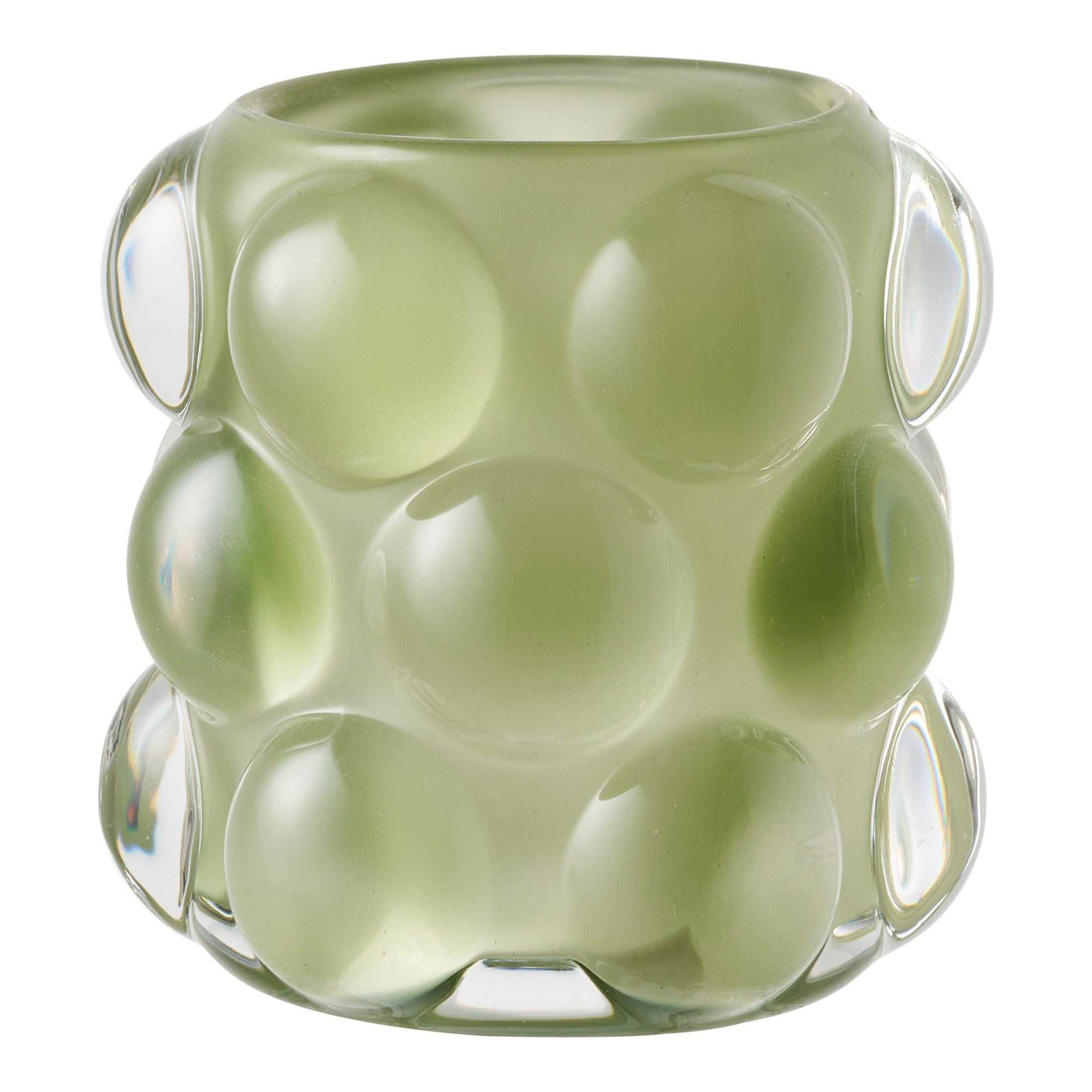 Candlestick - Candlestick, Glas, Beige/Green Set von 2