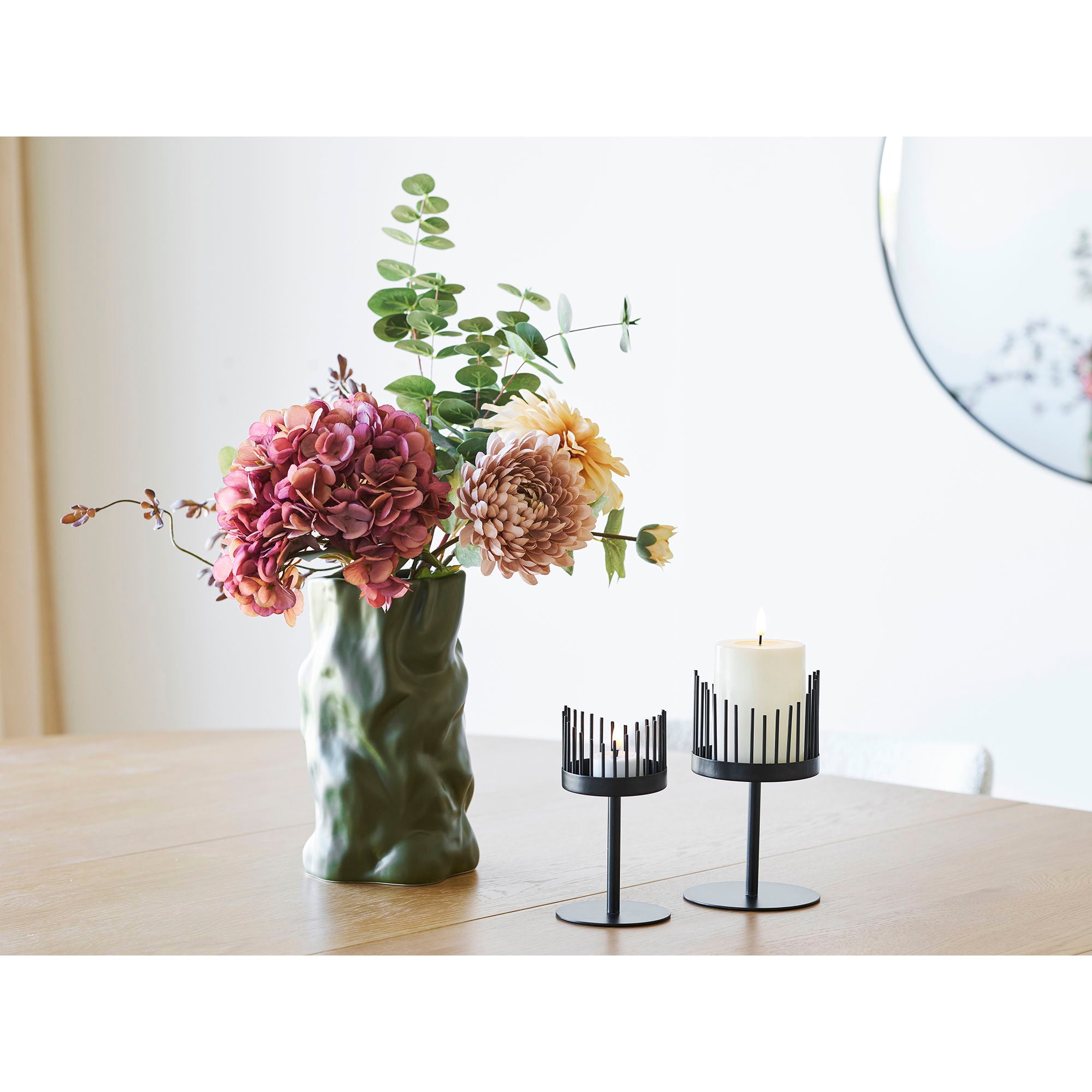 Candlestick - Candlestick, Stahl, schwarzer 2 -Set von 2