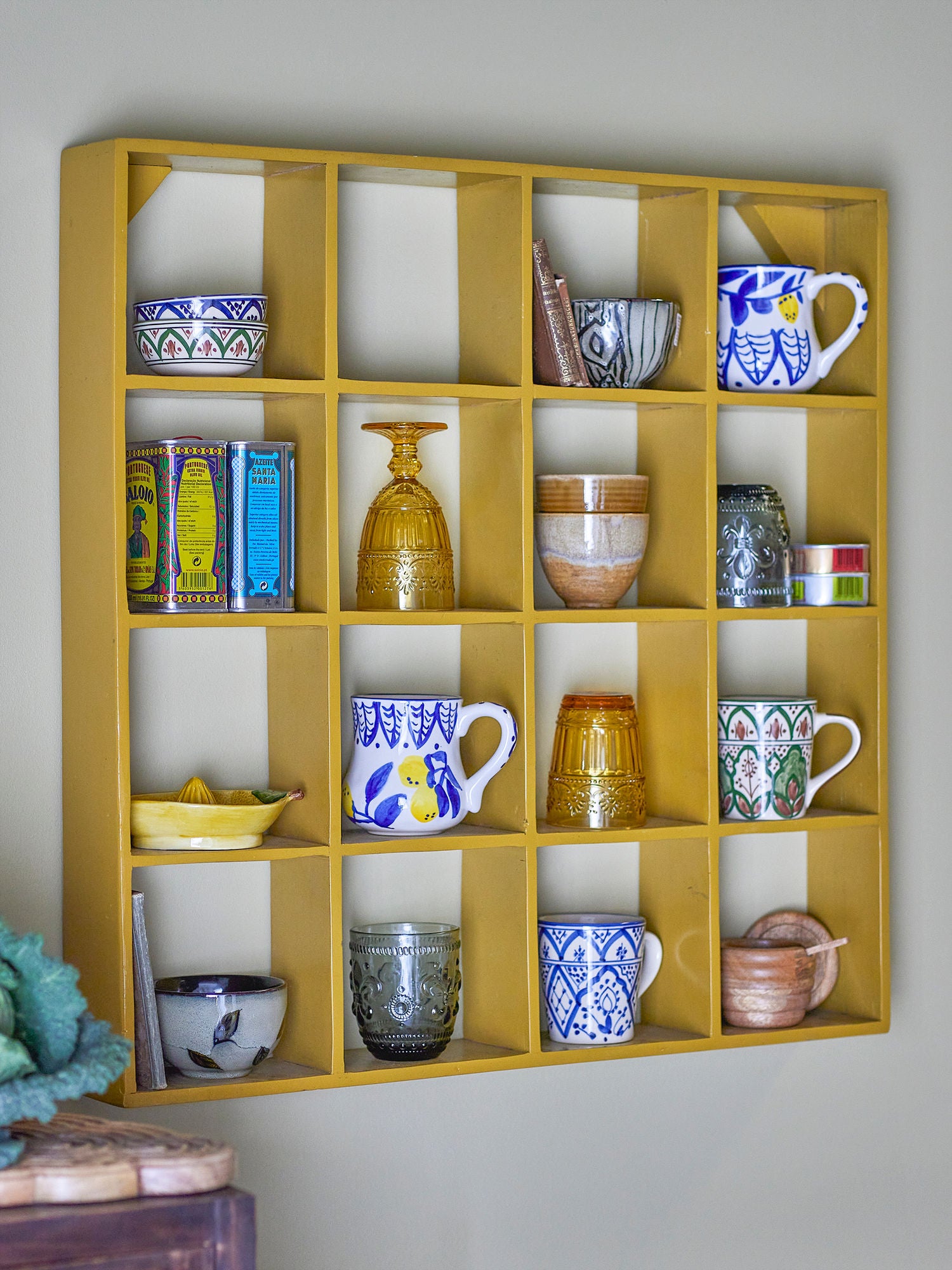 Kreative Kollektion Bekka Regal, Gelb, recyceltes Holz