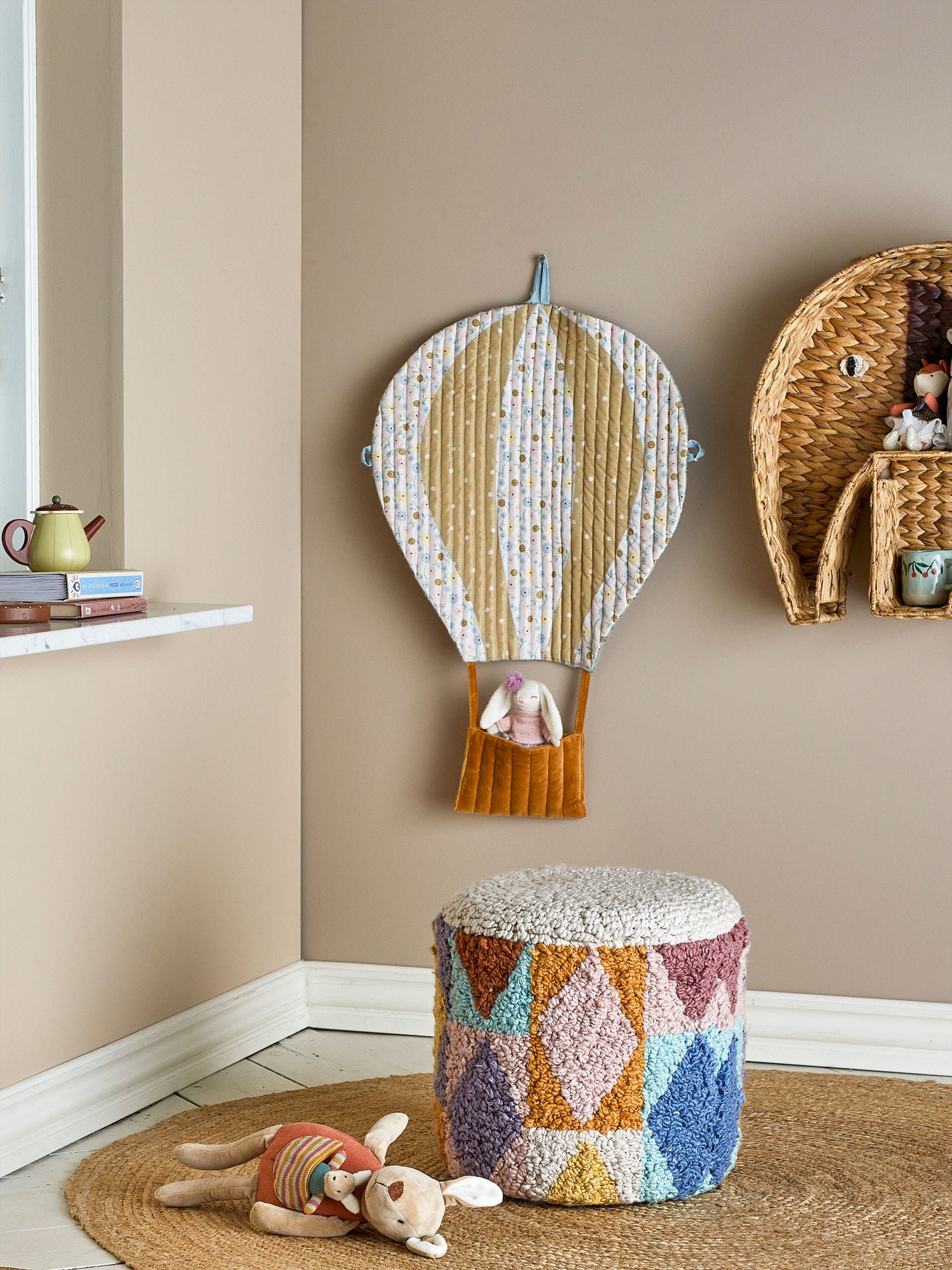 Bloomingville Mini Miaki PUF, Grau, Baumwolle