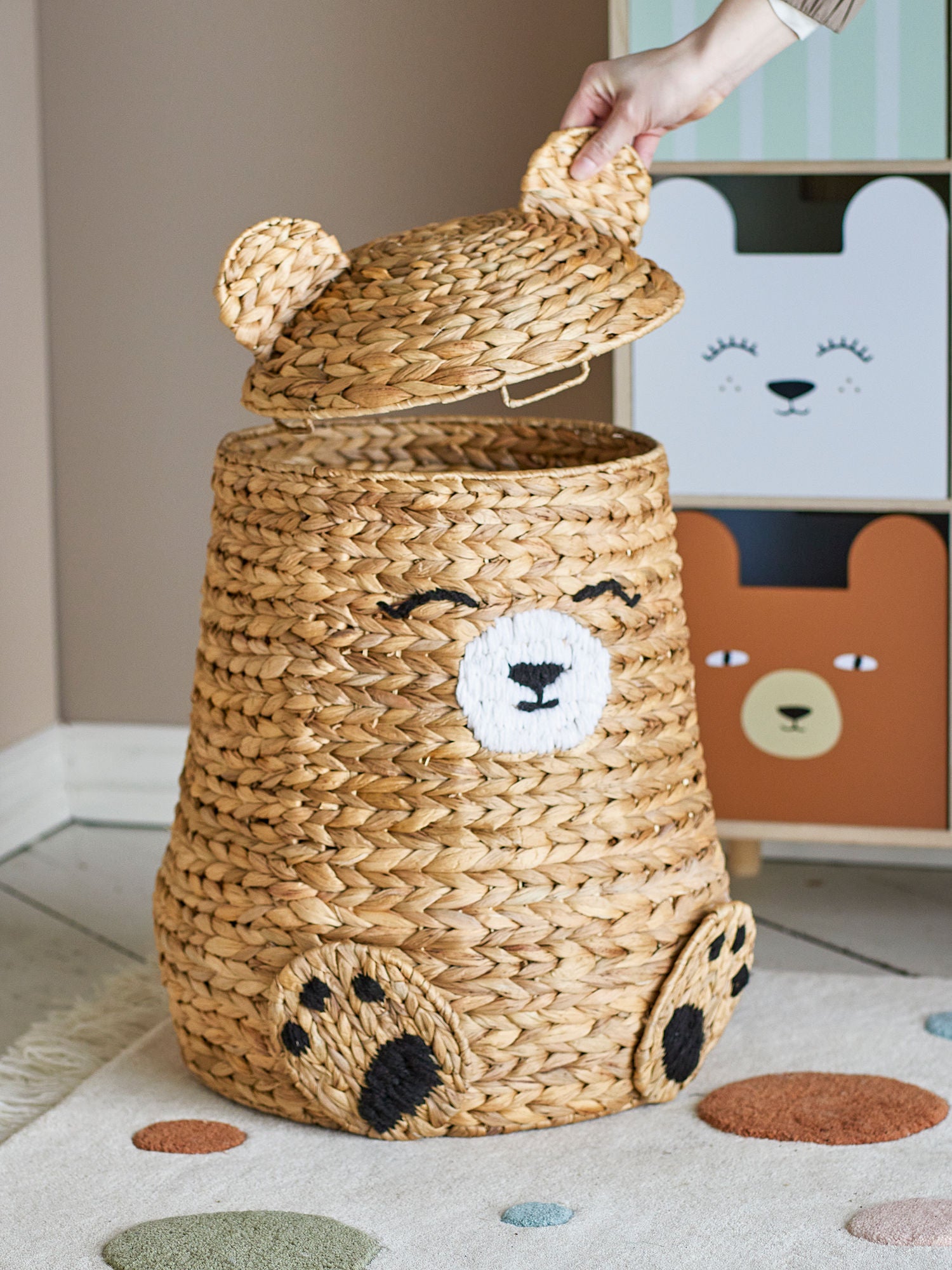 Bloomingville MINI Timone Korb mit Deckel, Natur, Wasserhyazinthe