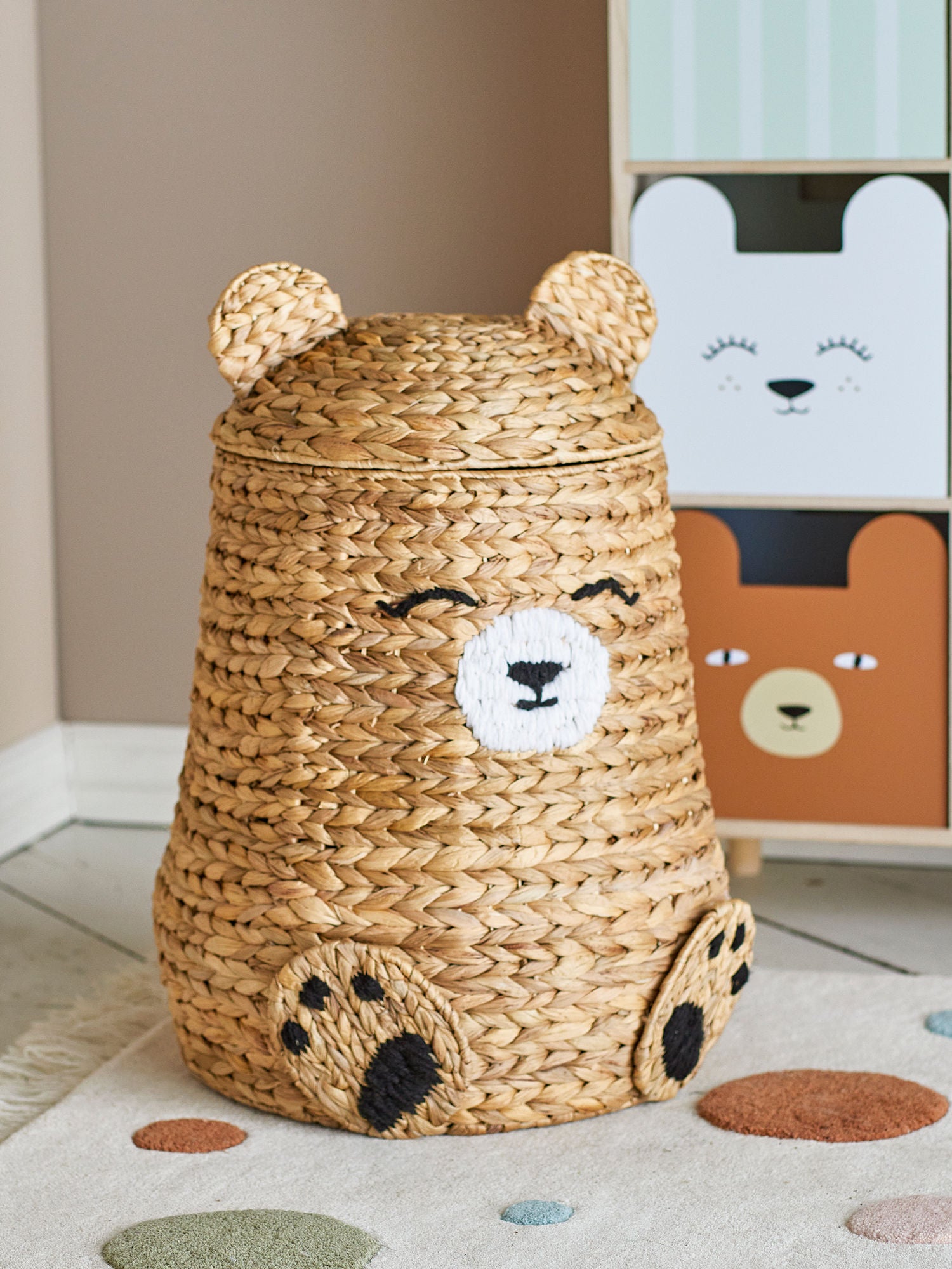 Bloomingville MINI Timone Korb mit Deckel, Natur, Wasserhyazinthe