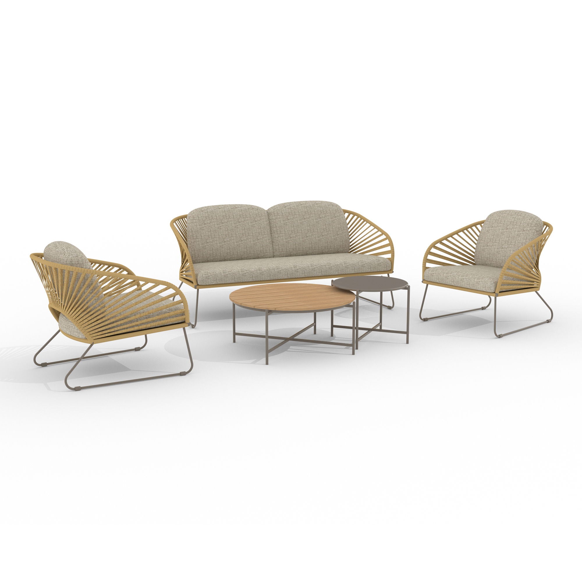 Lounge-Set, Stahl, Beige, Sand, inkl. Kissen