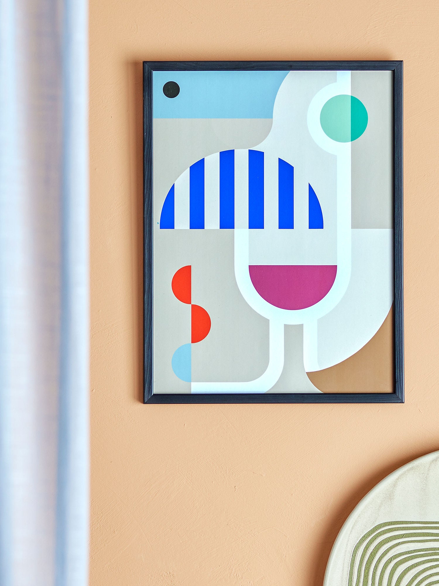 Bloomingville Wein Illustration mit Rahmen, schwarz, Mann