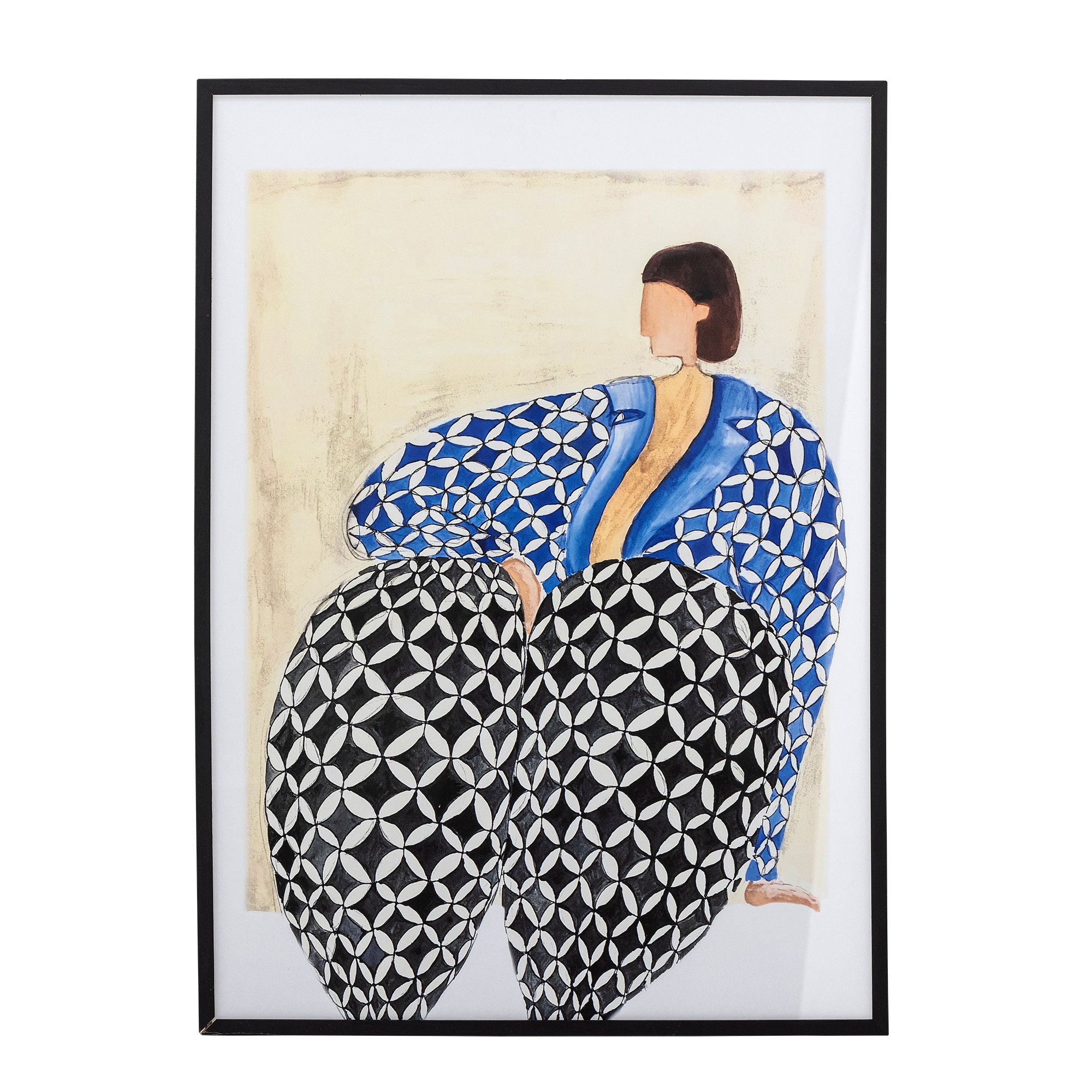 Bloomingville Vivianne Illustration mit Rahmen, schwarz, Mann