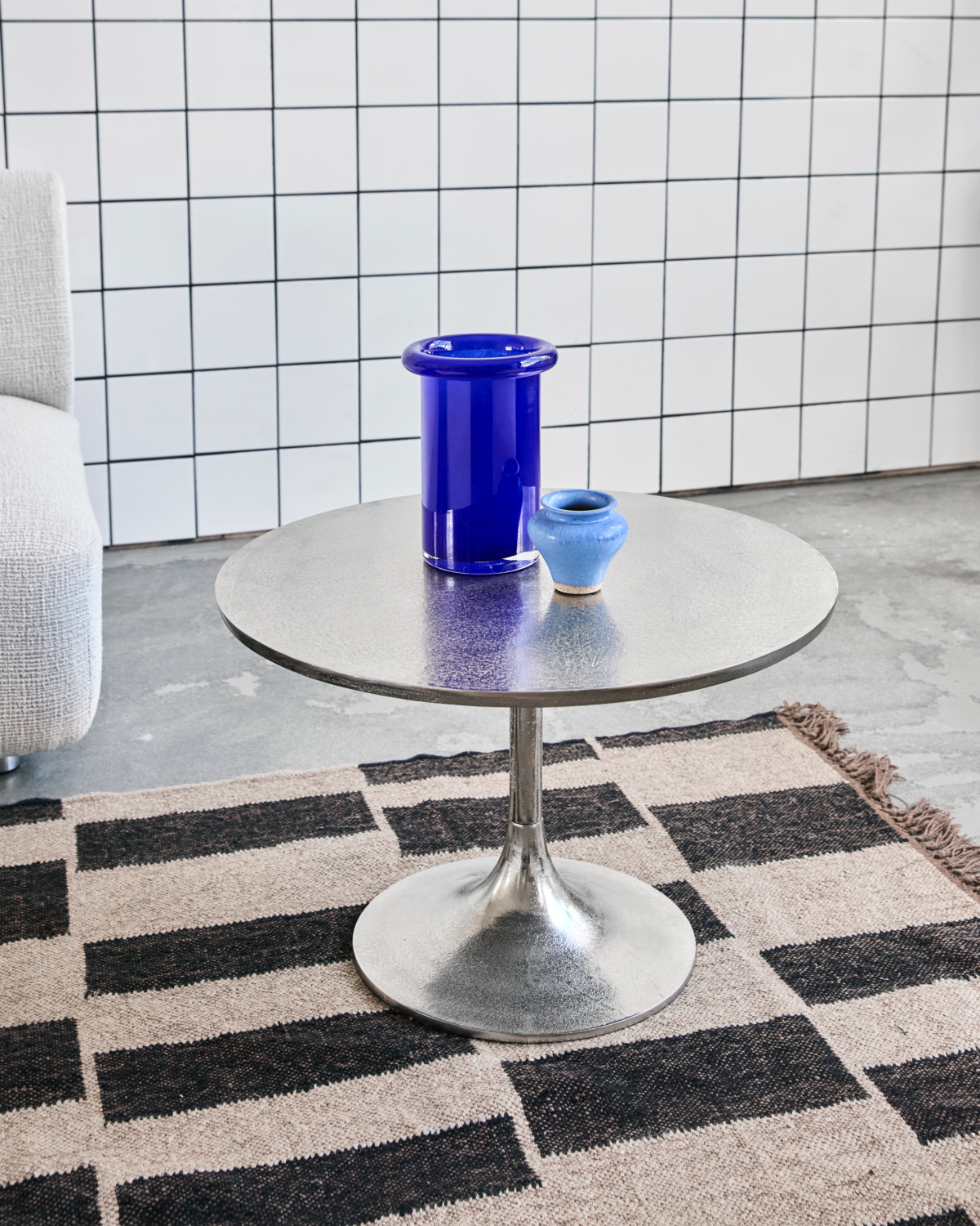 Couchtisch, HDPan, Silber-Finish