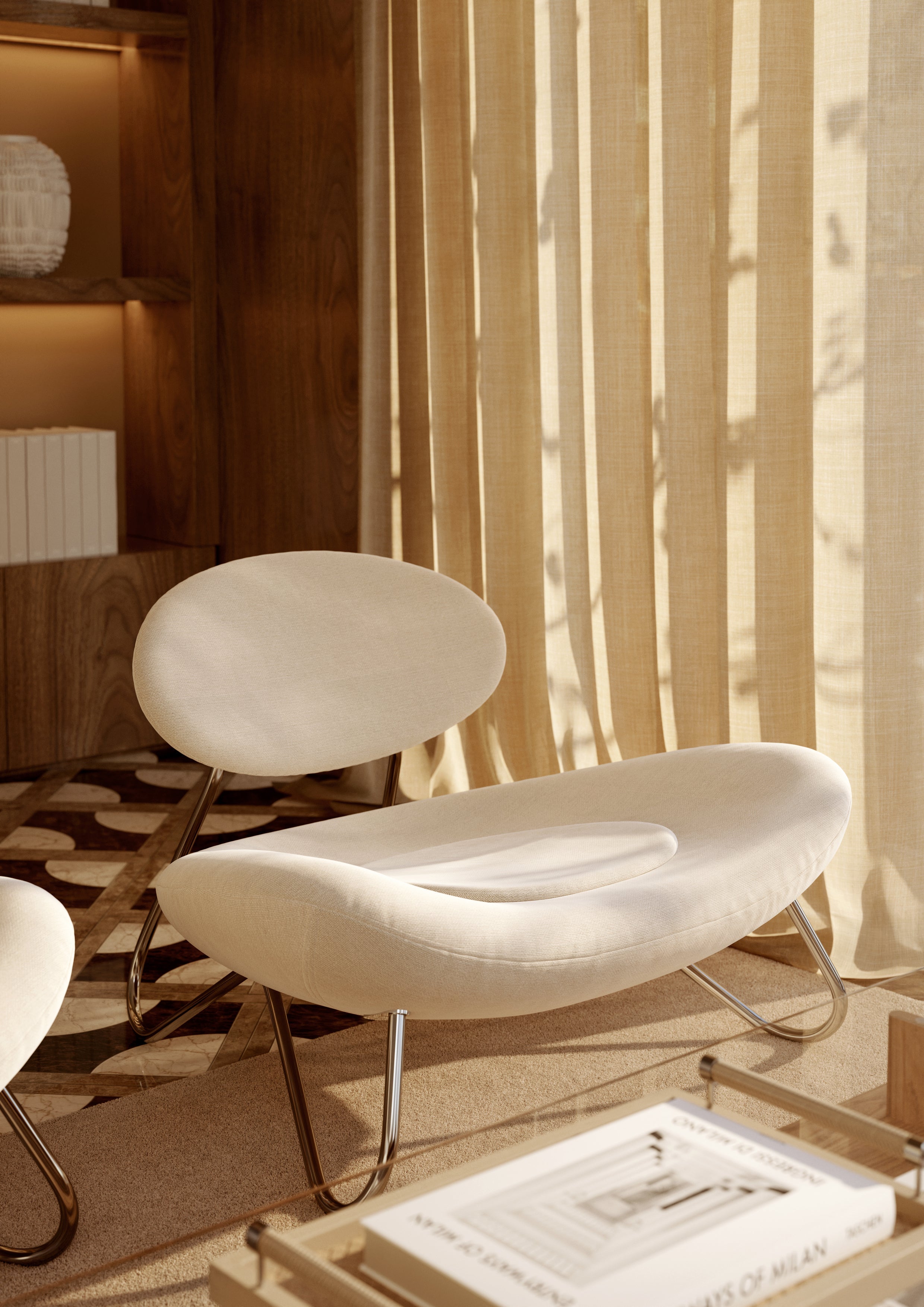 Meadow Lounge Chair – Weiß/Chrom