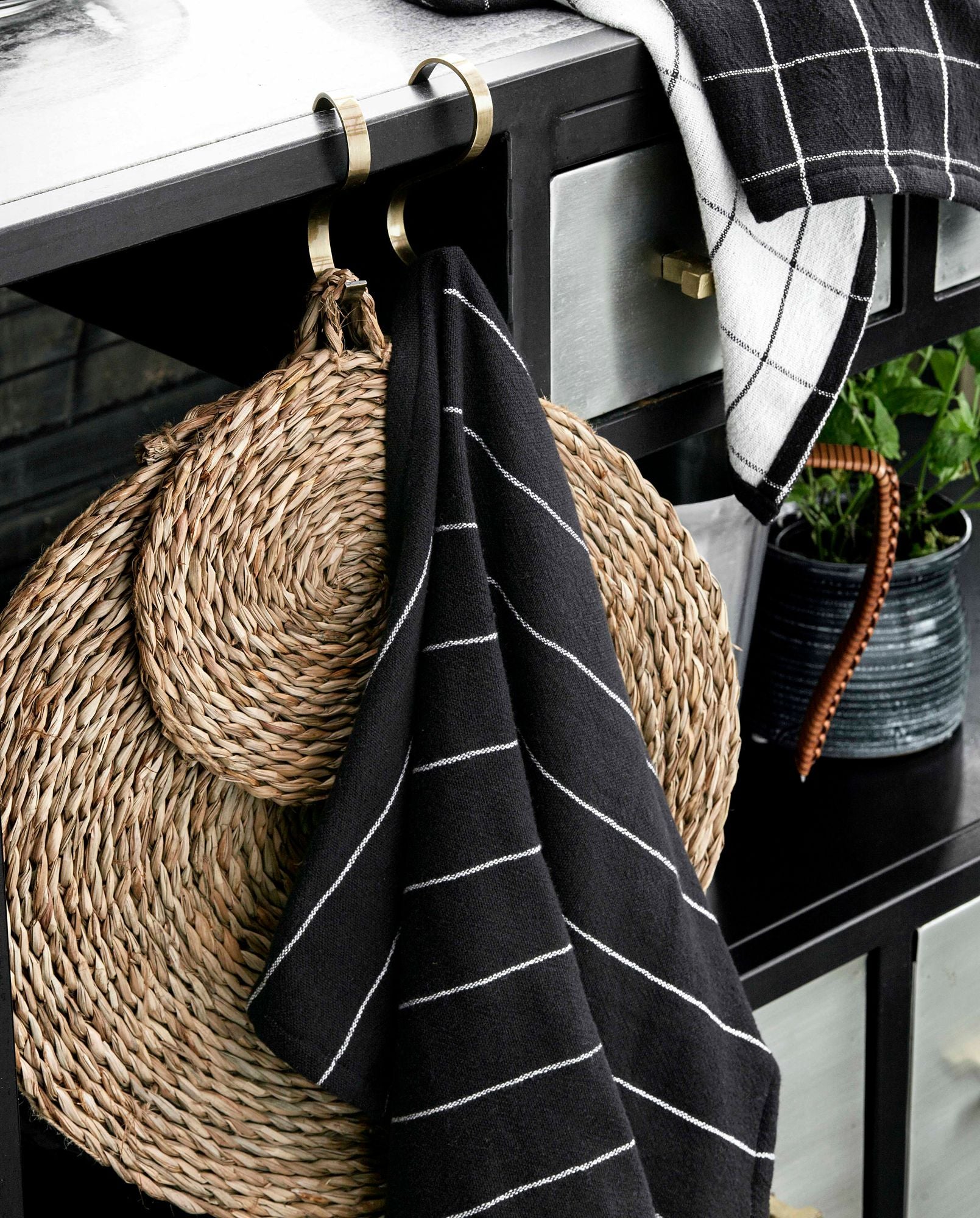 Baumwolltuch - Schwarz/rohes Weiß