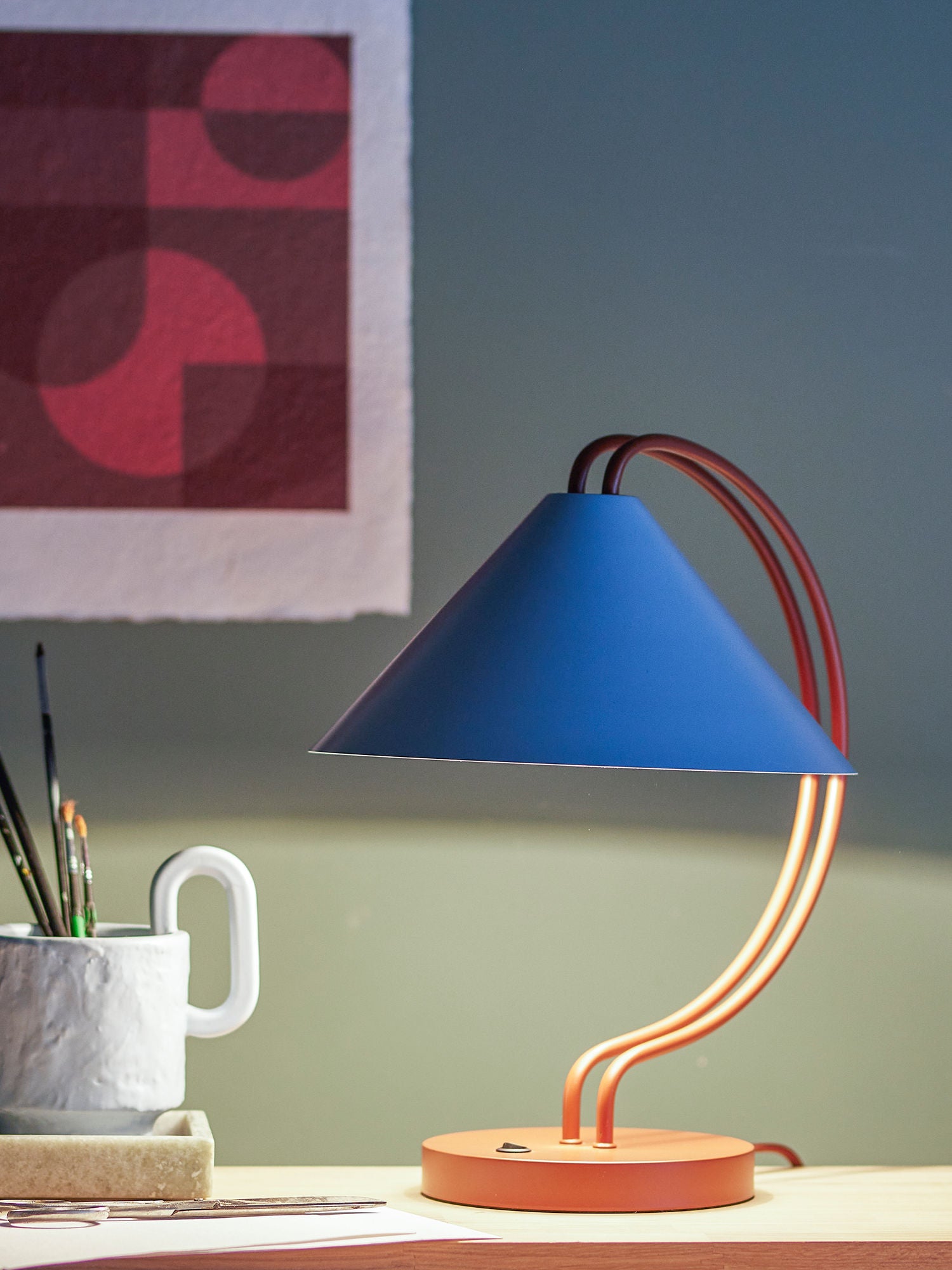 Bloomingville Janya Tischlampe, Rot, Metall