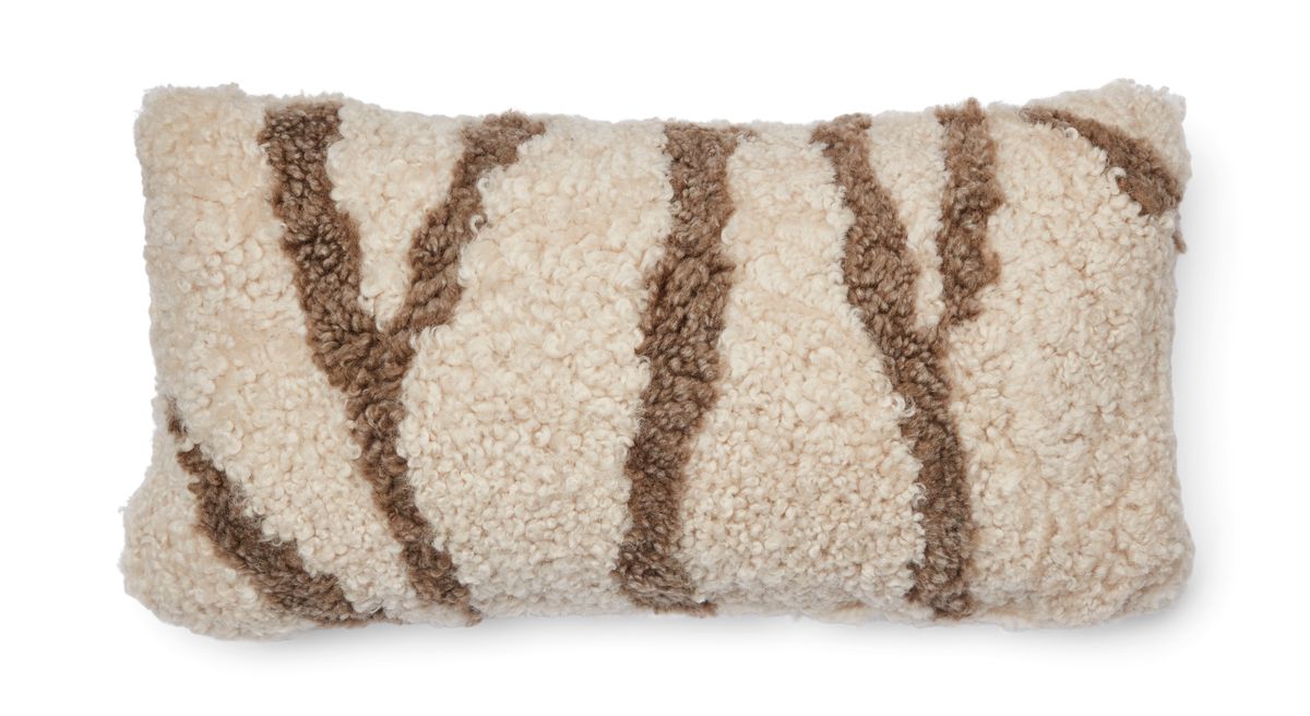 Zebra-Lammfellkissen | Kurzhaarig | Neuseeland | Doppelseitig | 30x60 cm