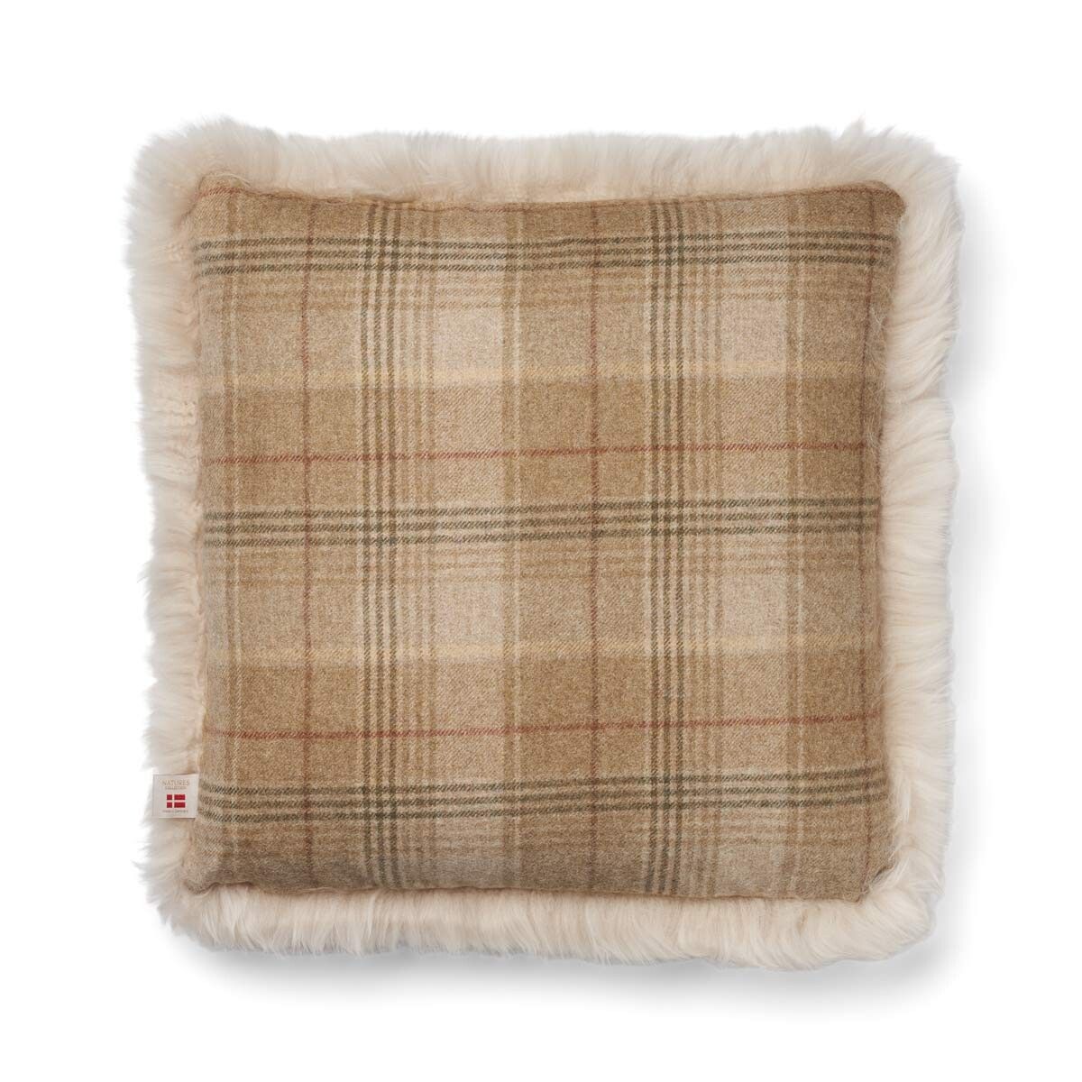 Karierte Sammlung | Wollkissen | Langhaarig | 52x52 cm