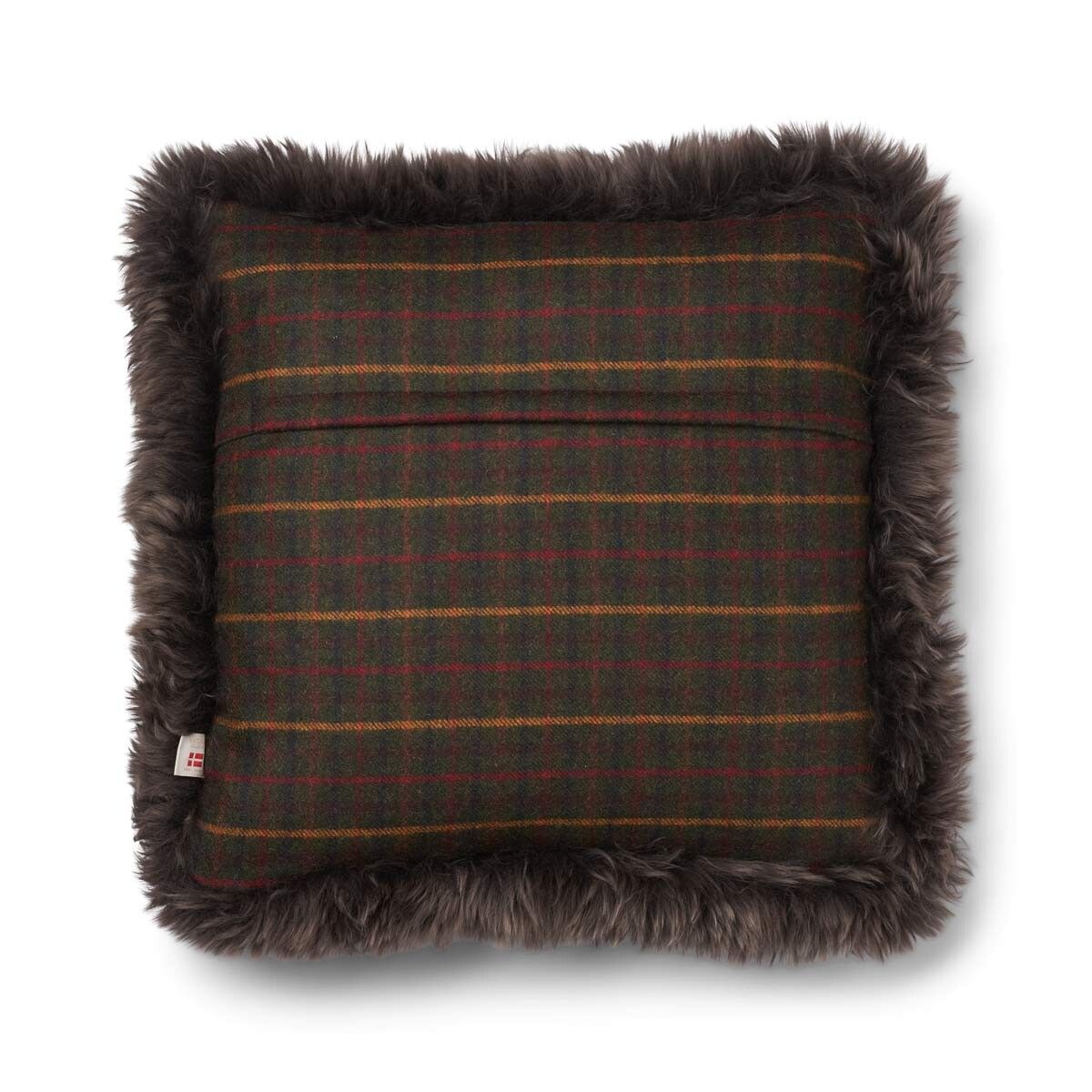 Karierte Sammlung | Wollkissen | Langhaarig | Doppelseitig | 52x52 cm