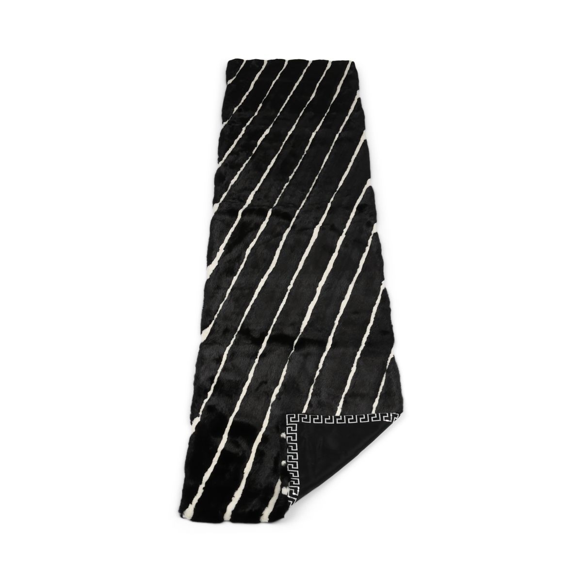 Nerz kariert | Rückseite aus Kaschmir | Schwarz/Weiß | 50x220 cm