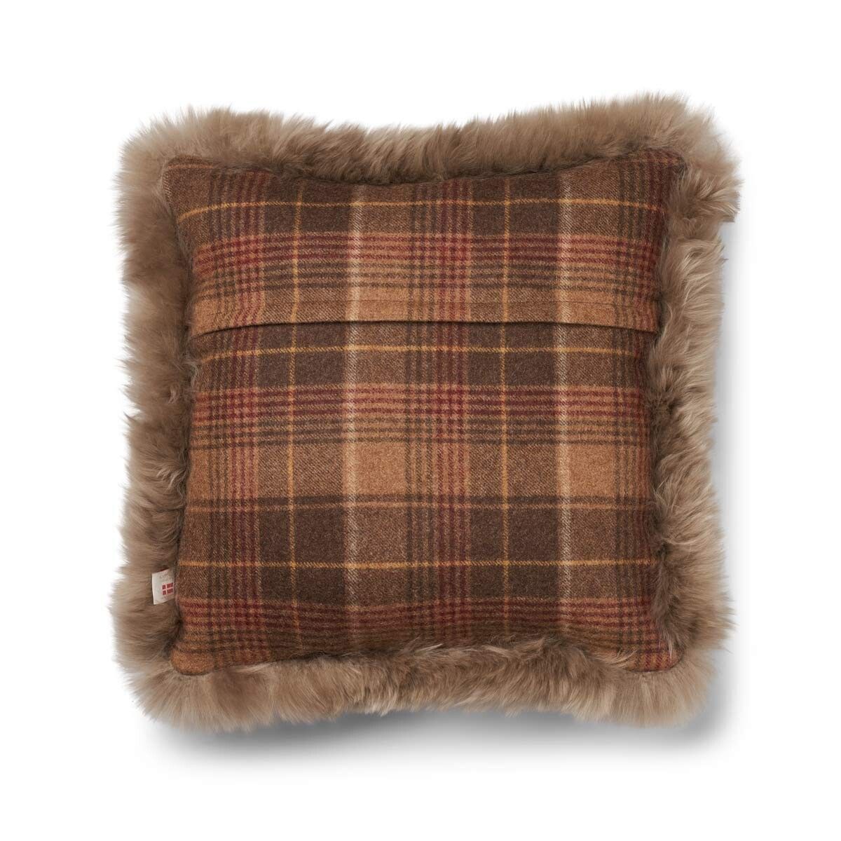 Karierte Sammlung | Wollkissen | Langhaarig | Doppelseitig | 52x52 cm