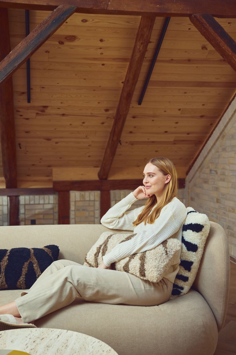 Zebra-Lammfellkissen | Kurzhaarig | Neuseeland | Doppelseitig | 30x60 cm