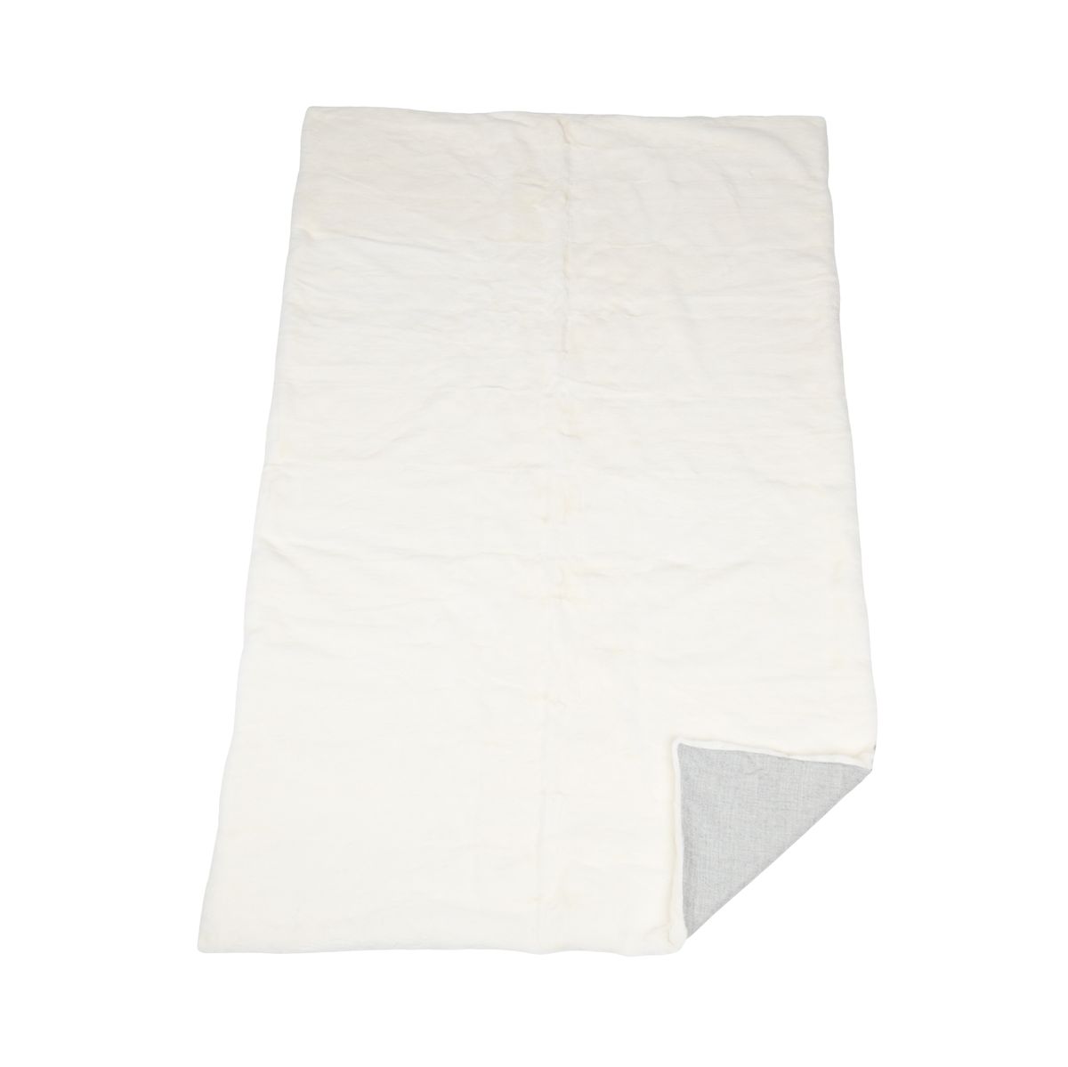 Nerz kariert | Rückseite aus Kaschmir | Perle | 122x180 cm