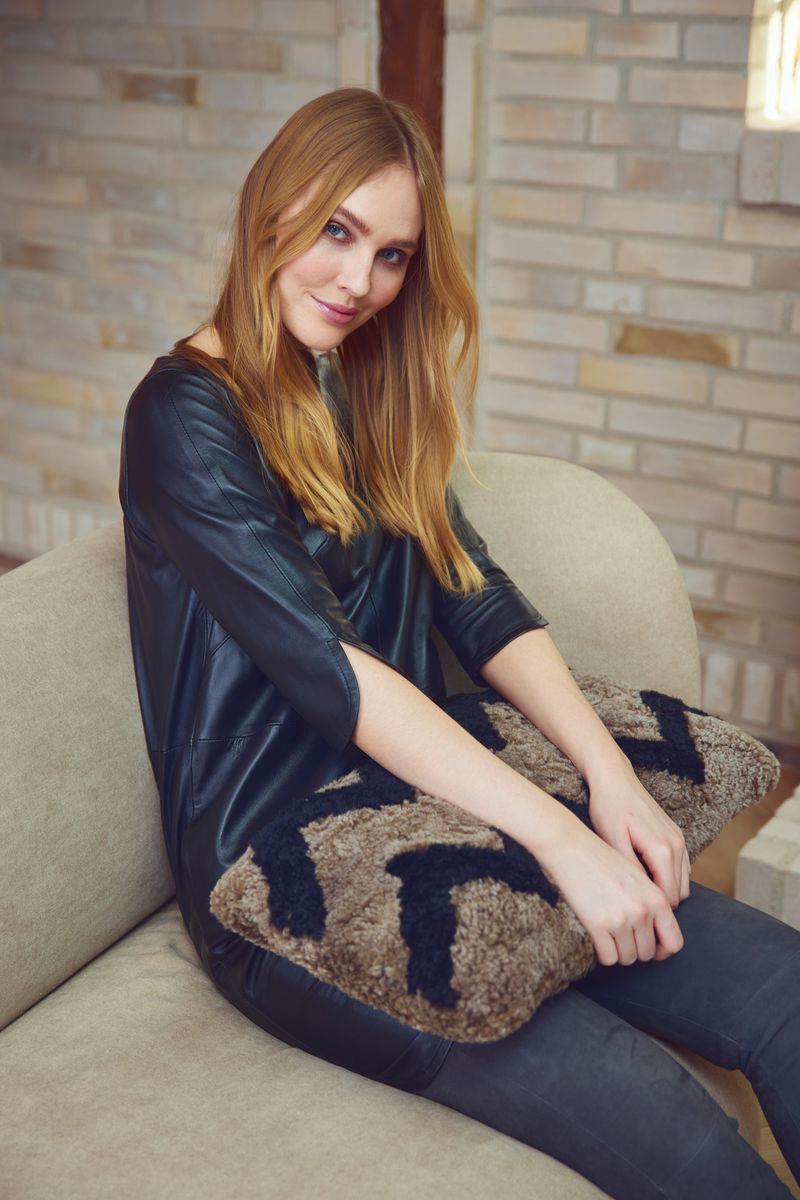 Zickzack-Lammfellkissen | Kurzhaarig | Neuseeland | Doppelseitig