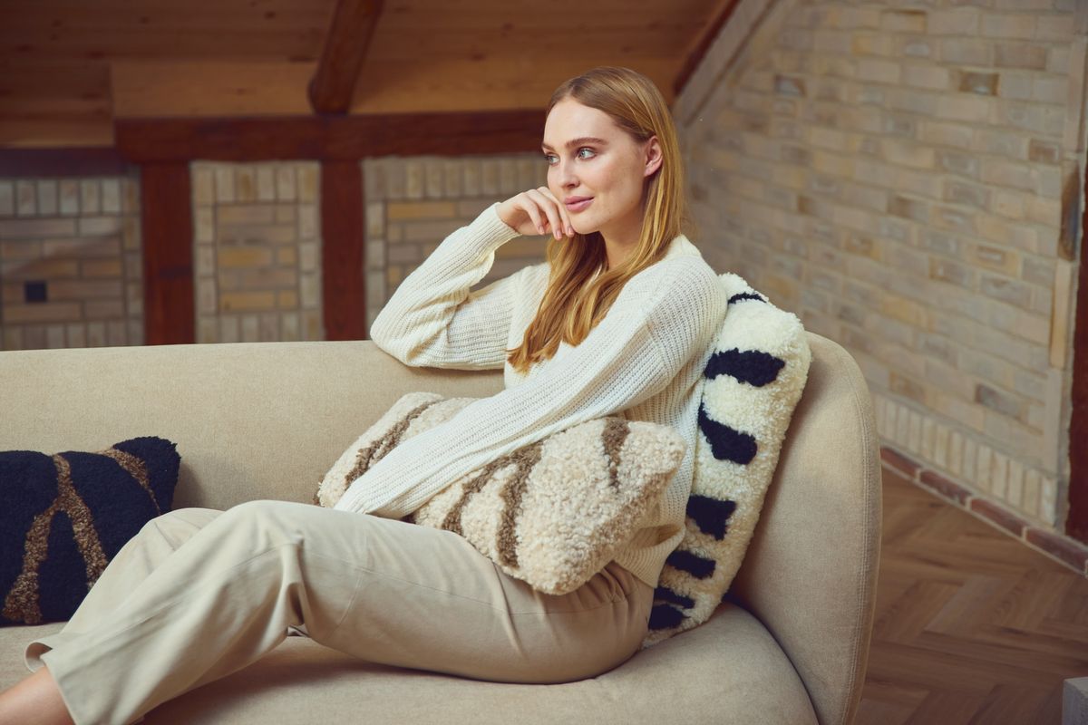 Zebra-Lammfellkissen | Kurzhaarig | Neuseeland | Doppelseitig | 60x60cm