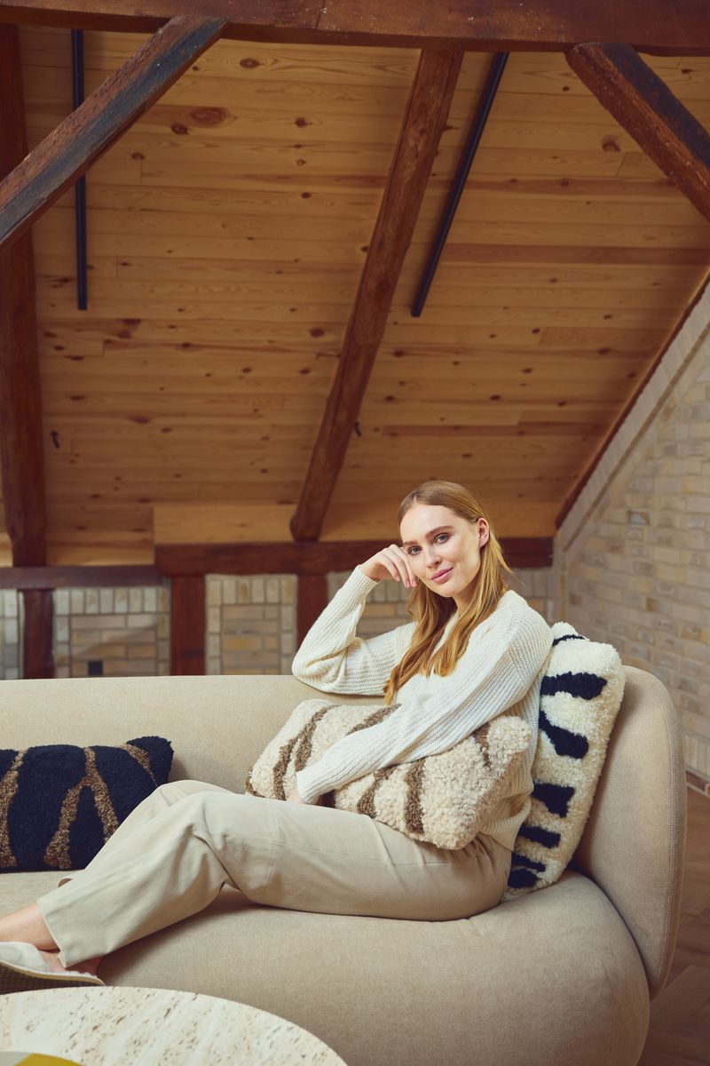 Zebra-Lammfellkissen | Kurzhaarig | Neuseeland | Doppelseitig | 30x60 cm