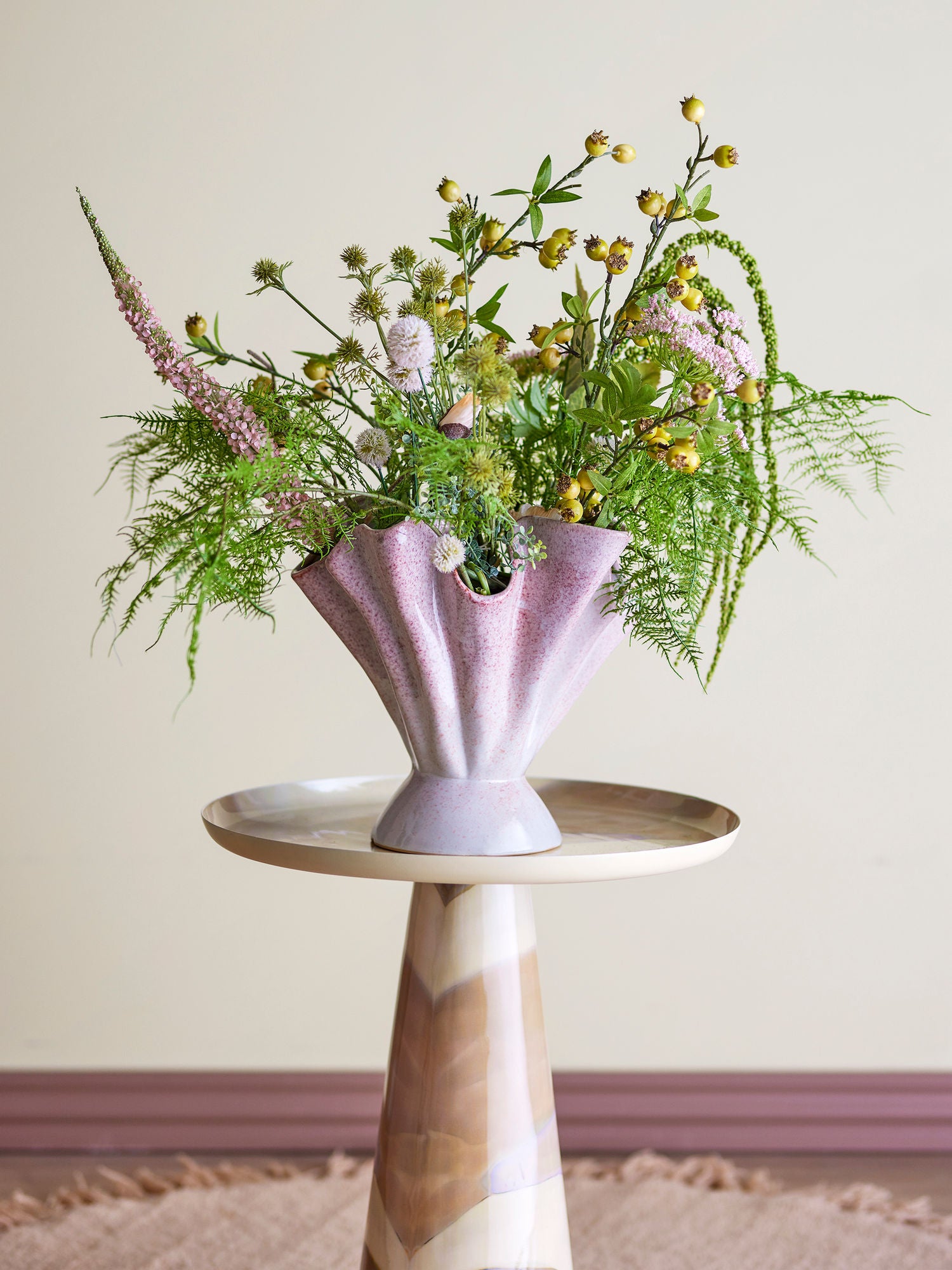 Bloomingville Plier Vase, Rosa, Steinzeug