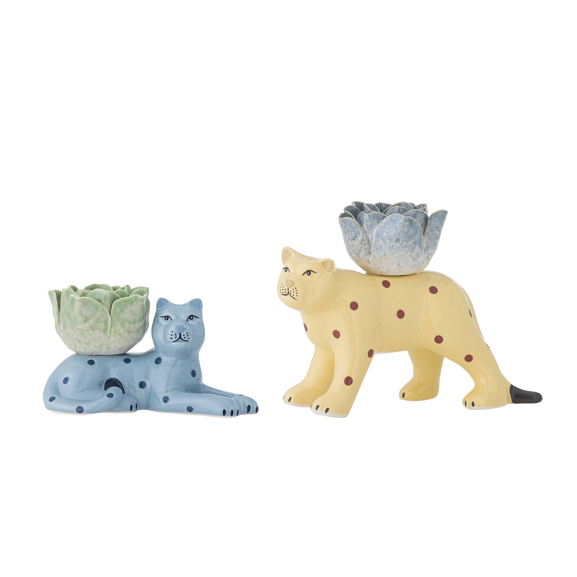 Bloomingville Rory Candlestick, Blau, Steinzeug