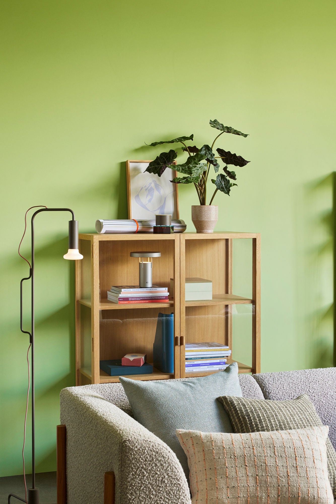 Hübsch rhythmisches Kissen beige/orange/schwarz