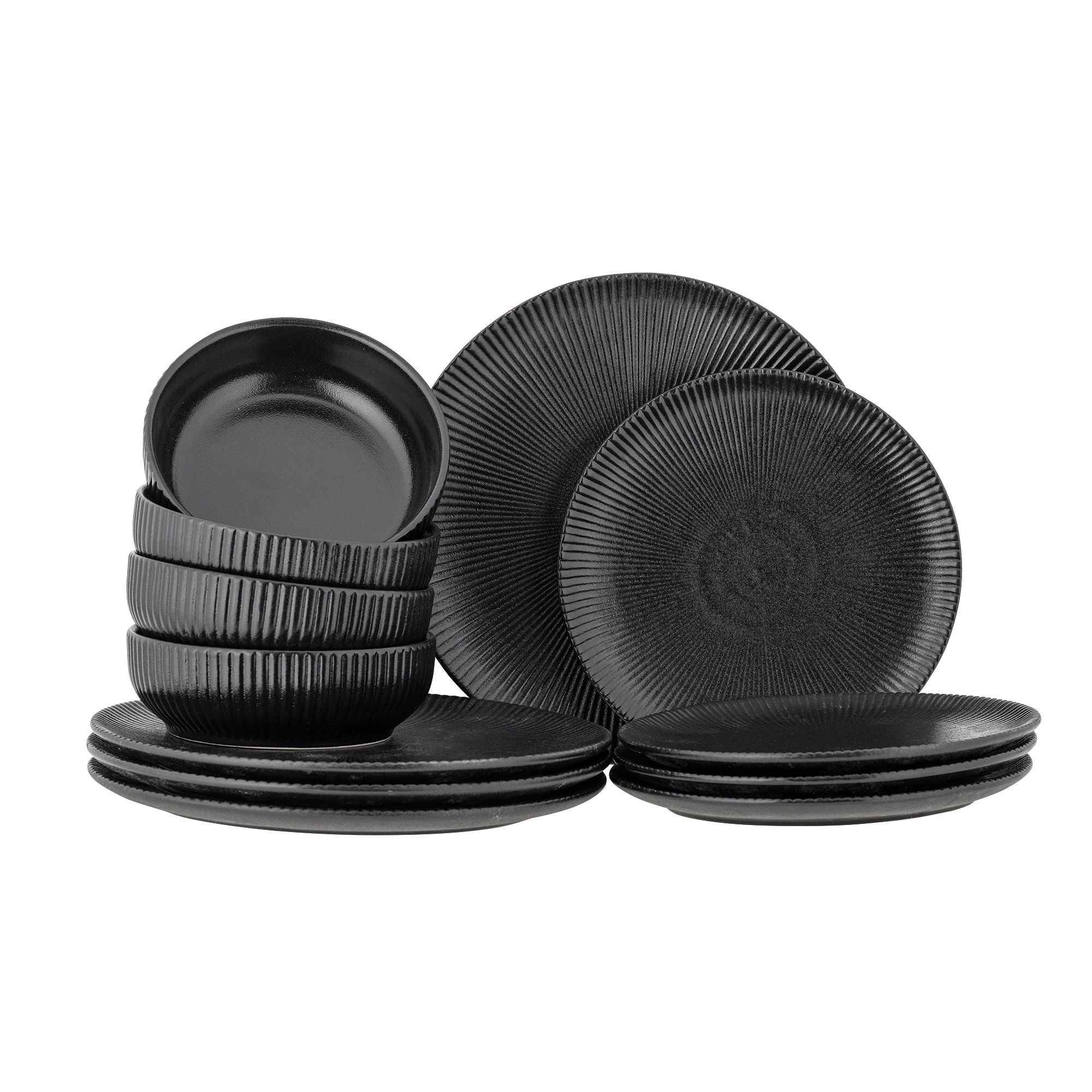 Bloomingville Neri Tischservice Set, schwarz, Steinzeug