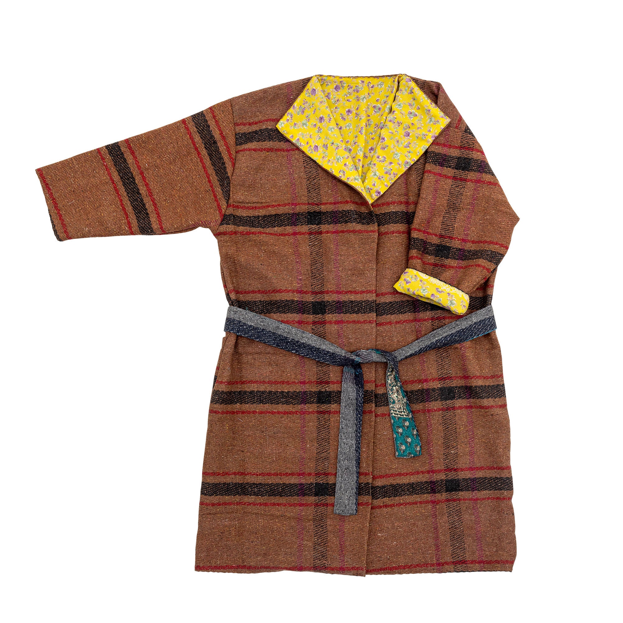 Kreative Kollektion Rieti Kimono, Brown, Upcycled
