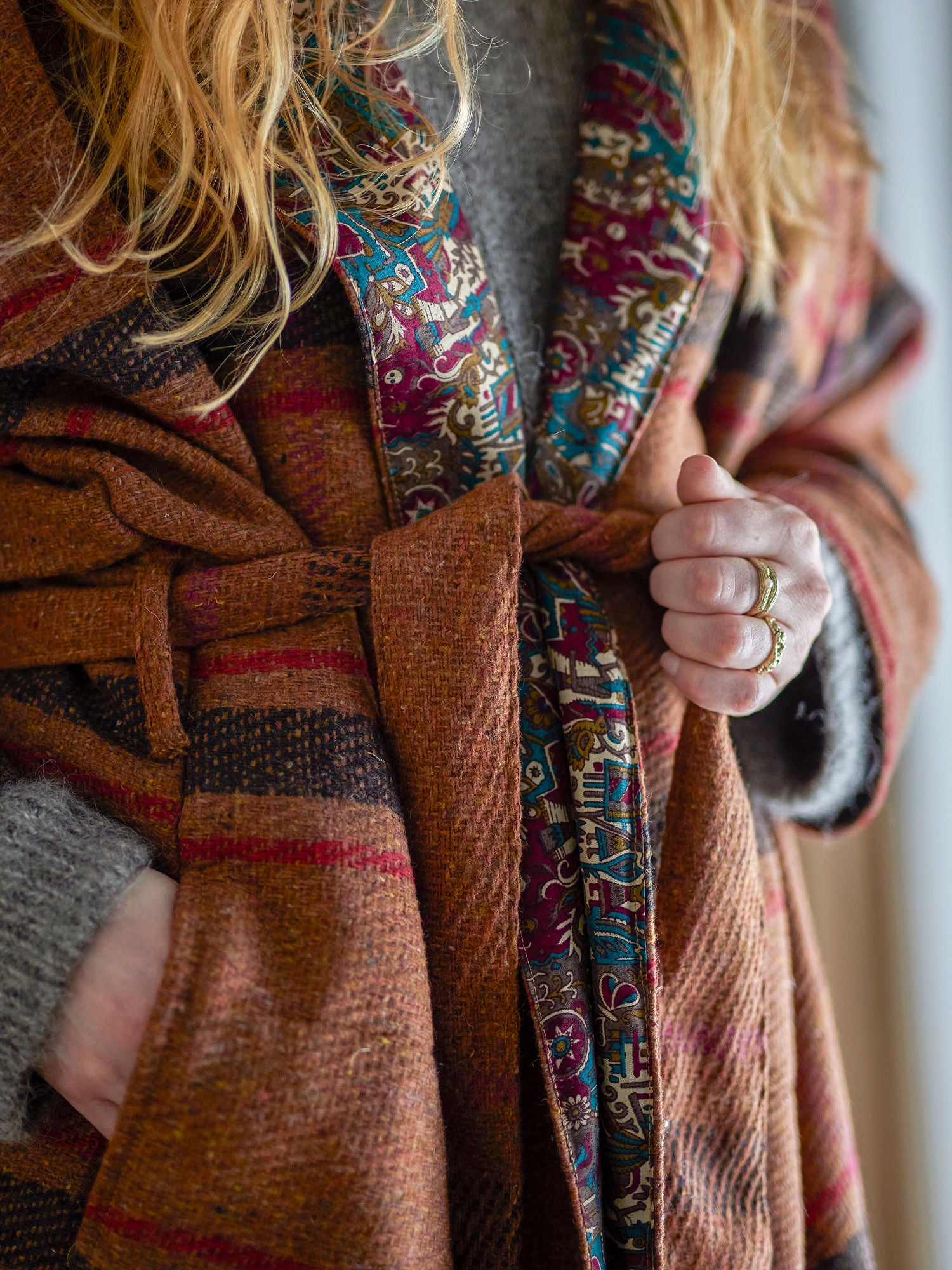 Kreative Kollektion Rieti Kimono, Brown, Upcycled