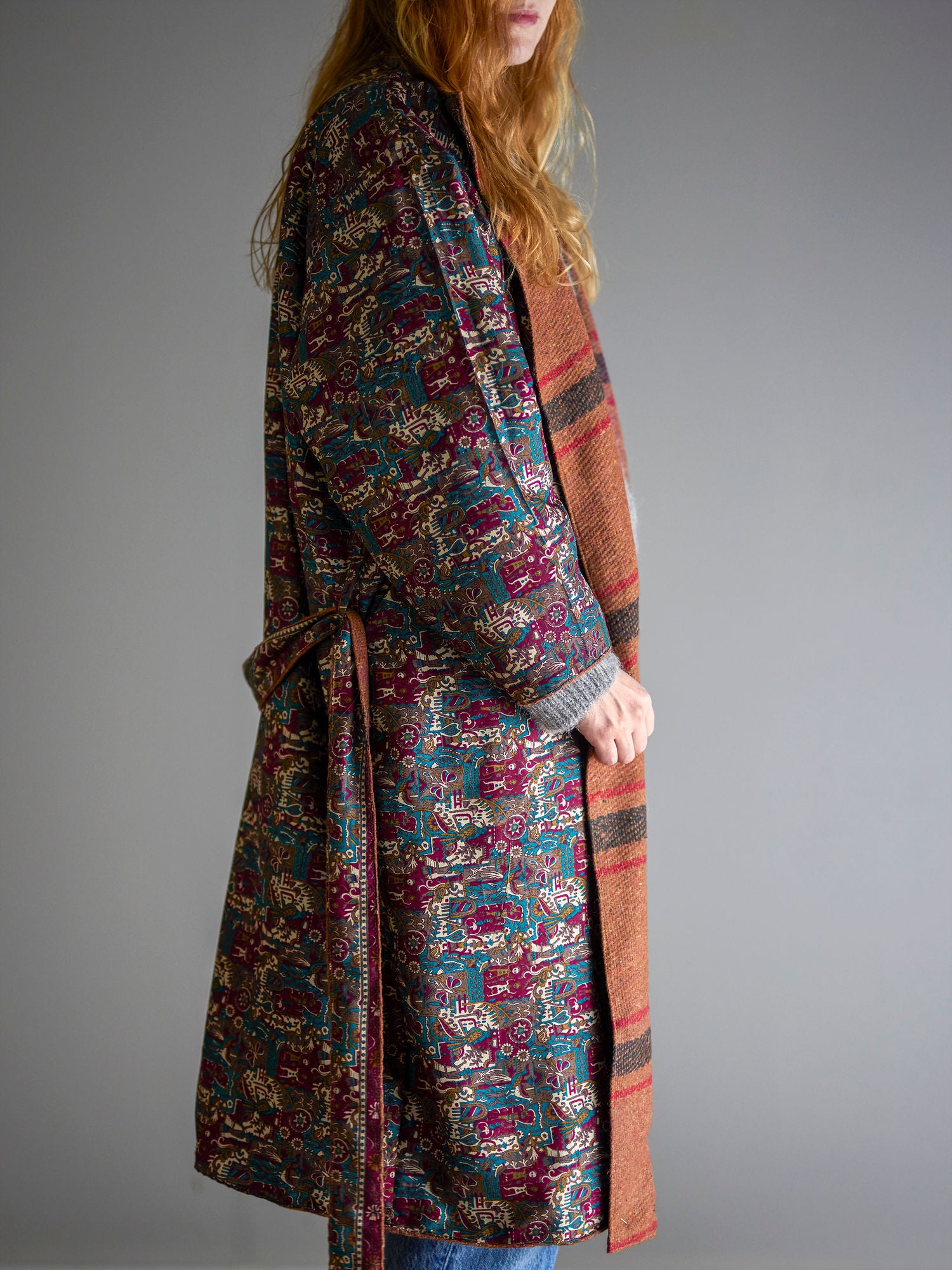 Kreative Kollektion Rieti Kimono, Brown, Upcycled