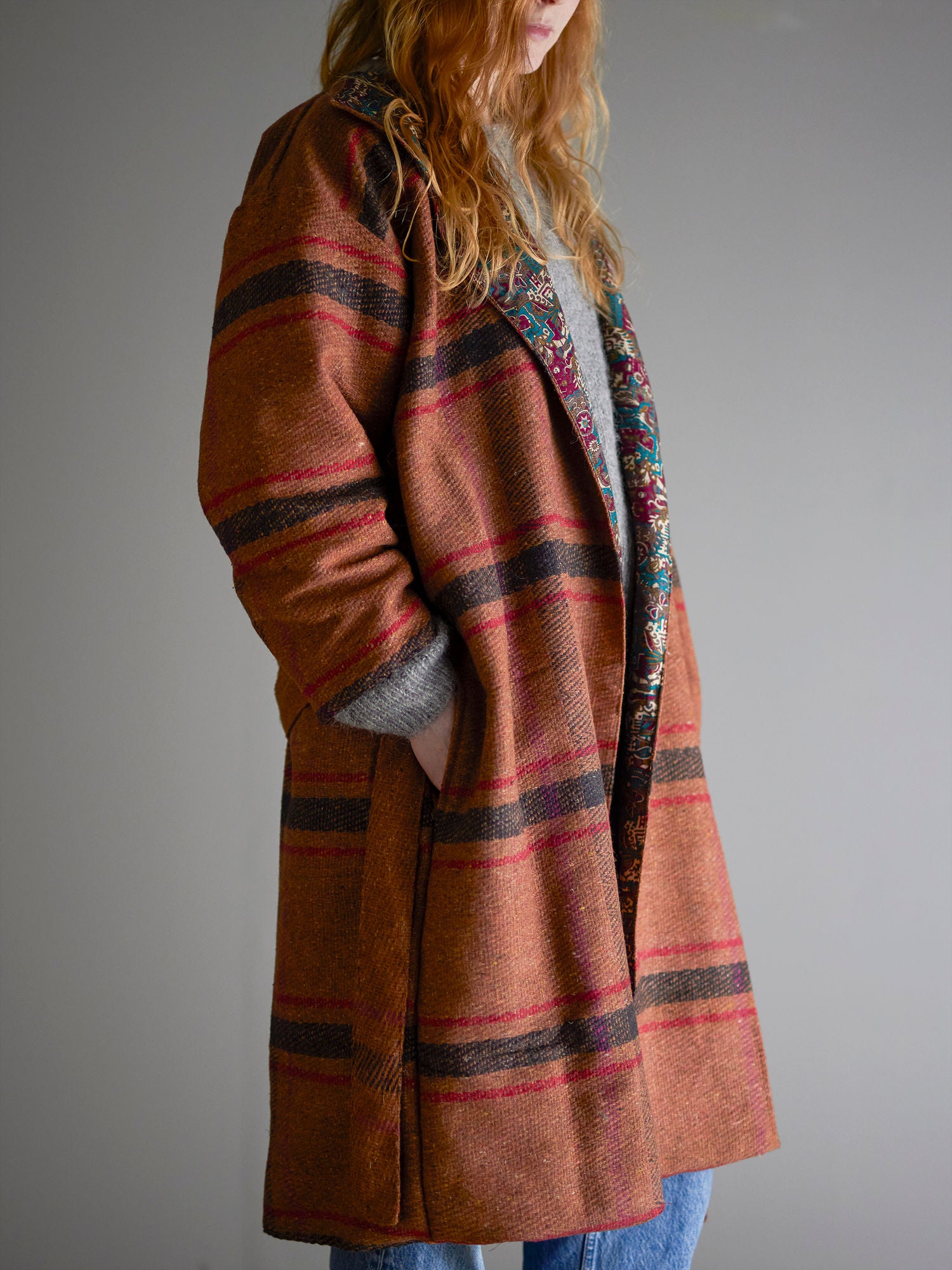 Kreative Kollektion Rieti Kimono, Brown, Upcycled