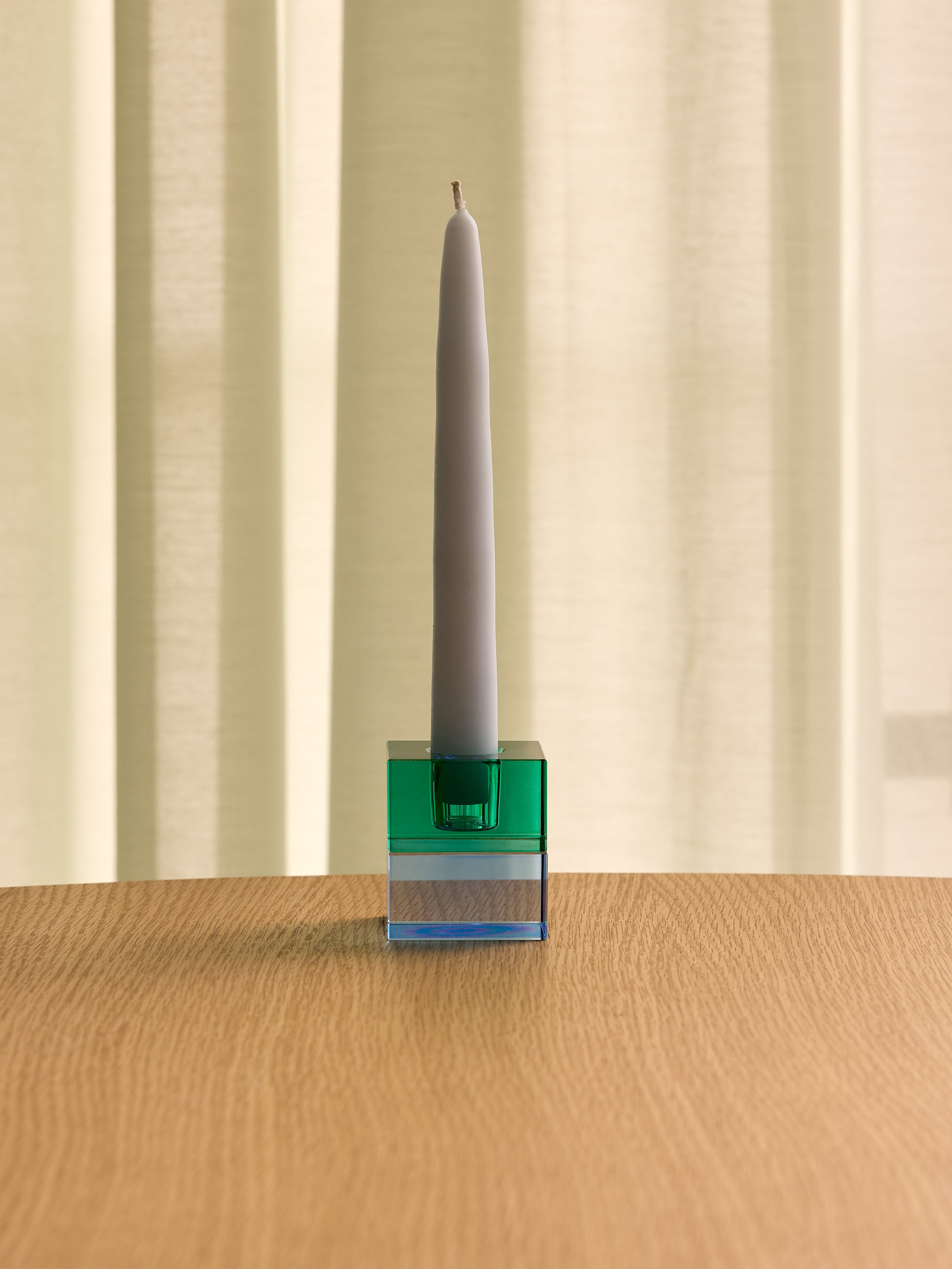 Blockkerzenhalter Grün/Blau & Orange/Grün (2er-Set) – 5x5h6cm