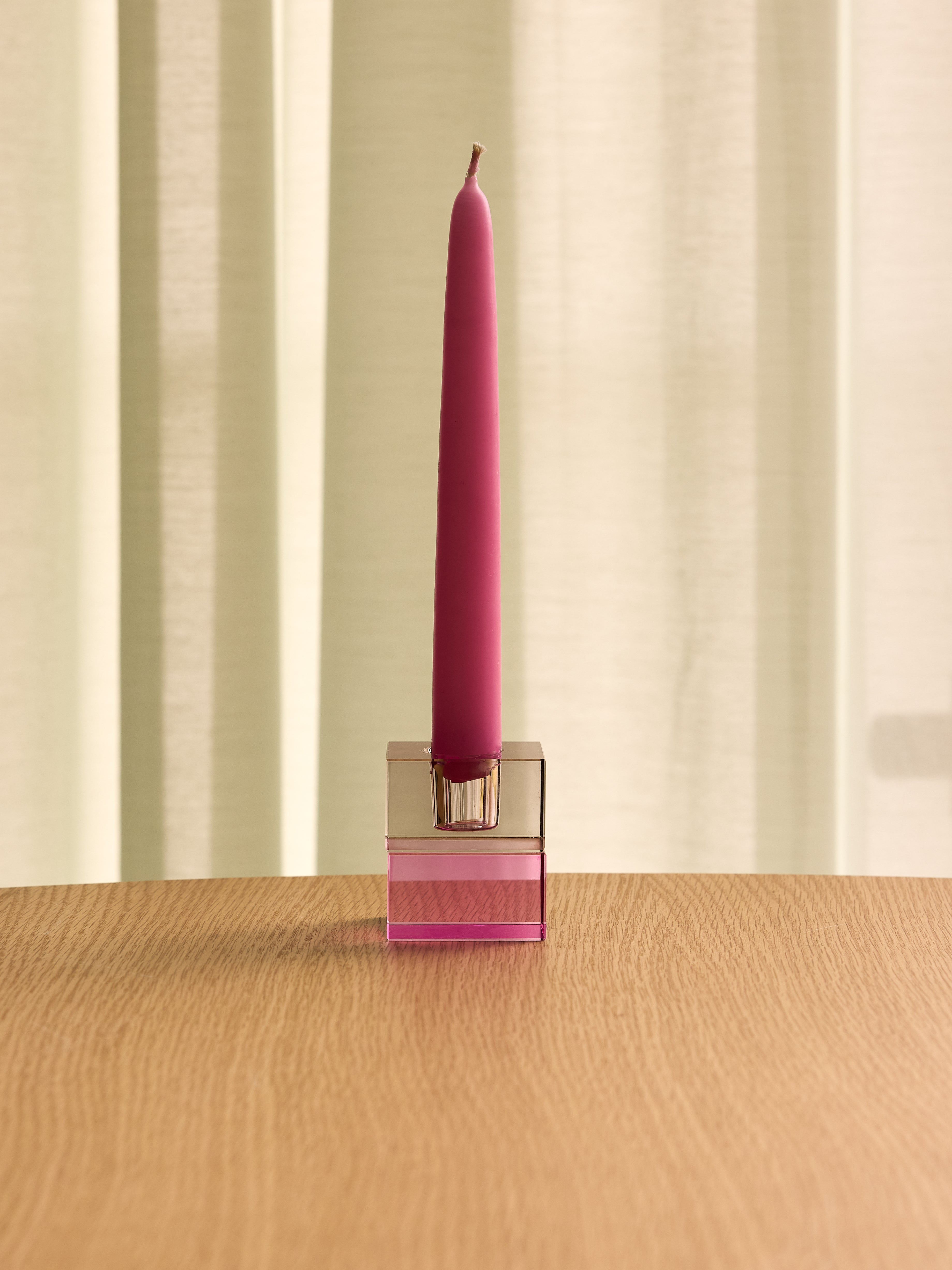 Blockkerzenhalter Braun/Grün & Grau/Rosa (2er-Set) – 5x5h6cm