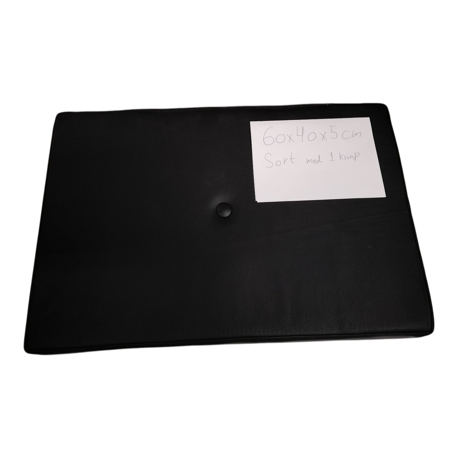Restabschnitt - 60x40x5 cm mit 1 Knopf in schwarzem Leder