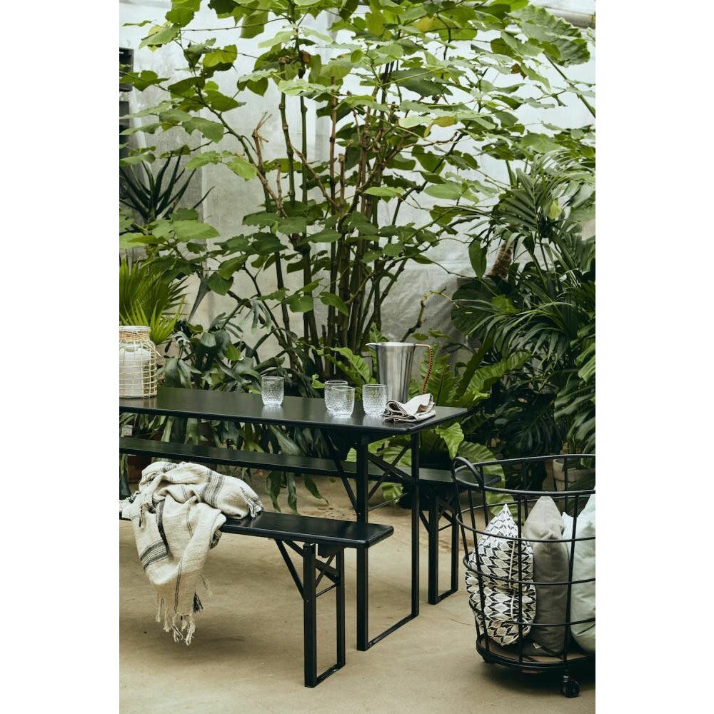 Nordal Garten-Set mit Tisch und Bänken - 220x60 - schwarz