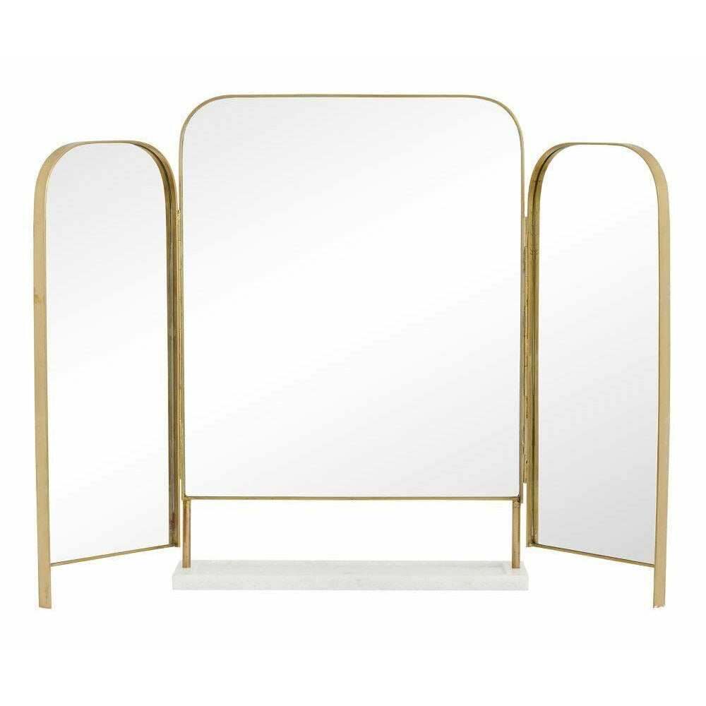 Nordal OTUS bordspejl - H57,5 cm - guld/hvid marmor - Nordal - DesignGaragen.dk