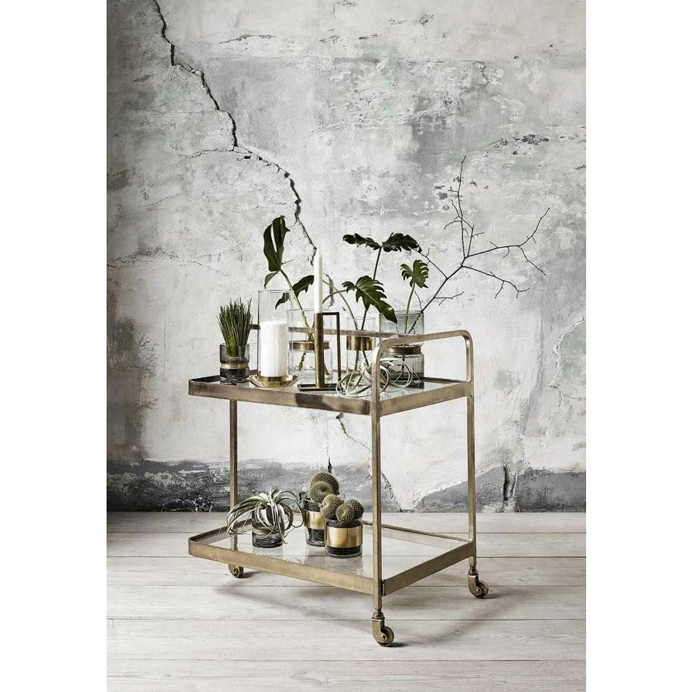 Nordal TROLLEY rullebord i messing med glas - 70x50 cm - Nordal - DesignGaragen.dk