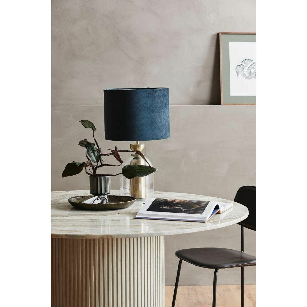 Erie runder Esstisch in Holz und Marmor - Ø140 cm - Roh weiß, braun, beige
