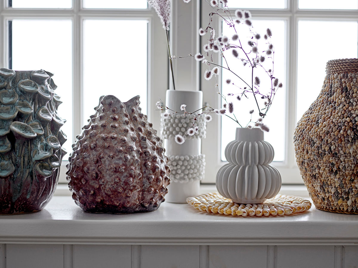 Bloomingville Halfdan Vase, Weiß, Steinzeug
