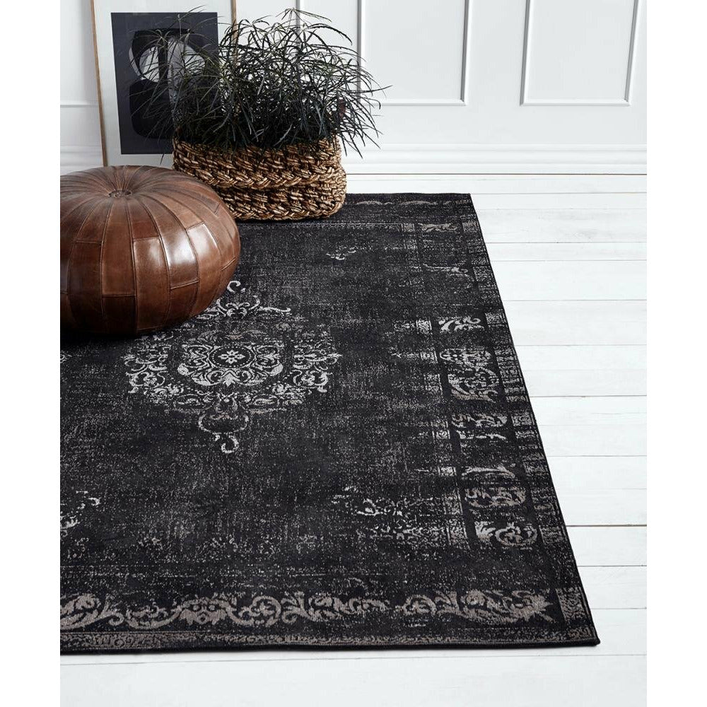 Nordal GRAND Teppich aus gewebter Baumwolle - 160x240 - dunkelgrau/schwarz