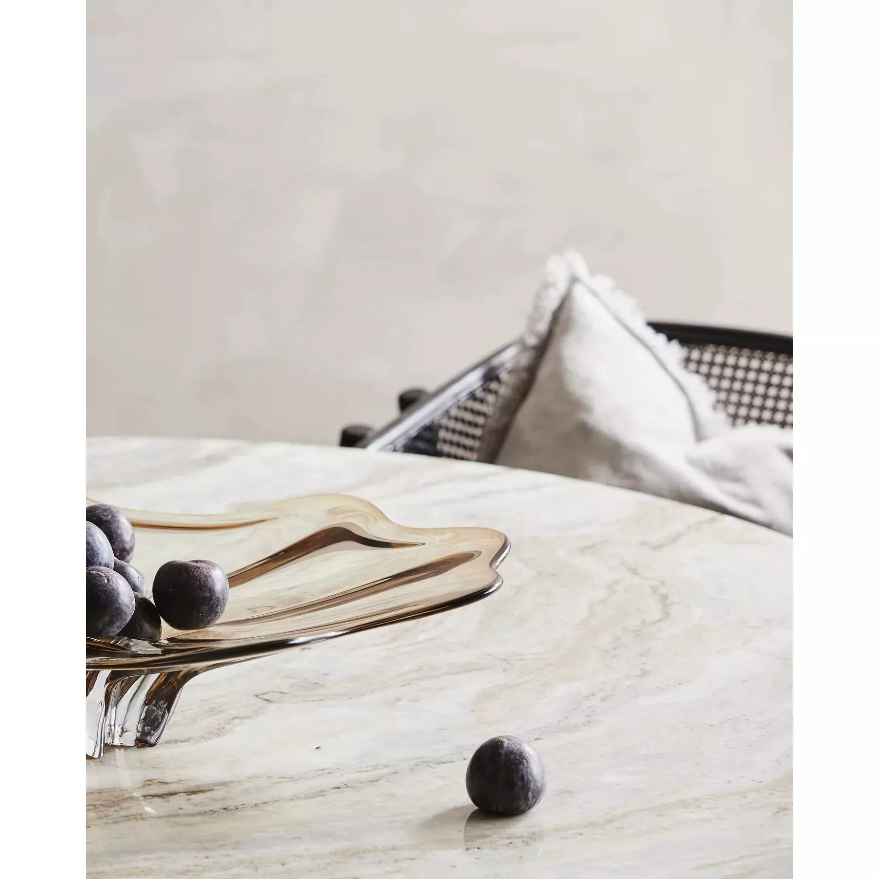 Erie runder Esstisch in Holz und Marmor - Ø140 cm - Roh weiß, braun, beige