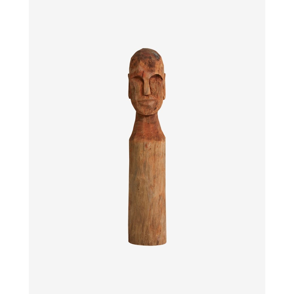Kuba -Figur im Holz mit Gesicht - groß - H56 cm - Natur