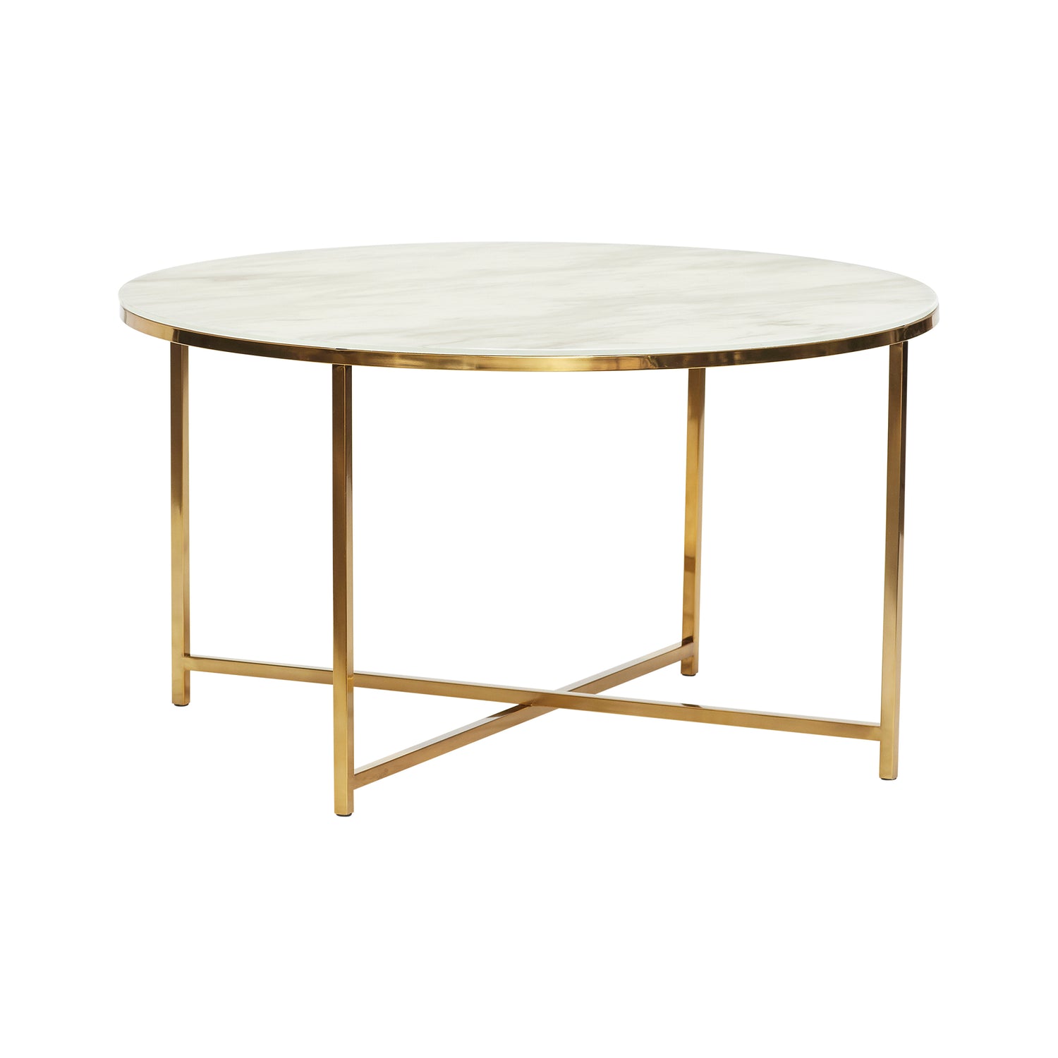 Teichtisch Weiß/Messingfarbe - Ø80xH45cm