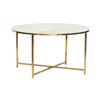 Teichtisch Weiß/Messingfarbe - Ø80xH45cm