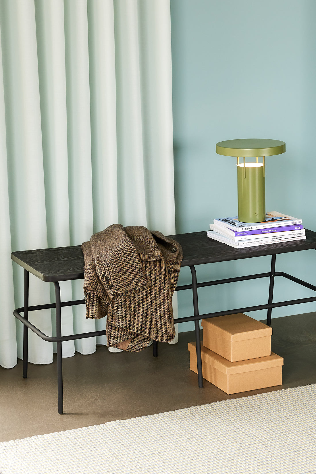 Aschenbank schwarz - 110x39xh46cm