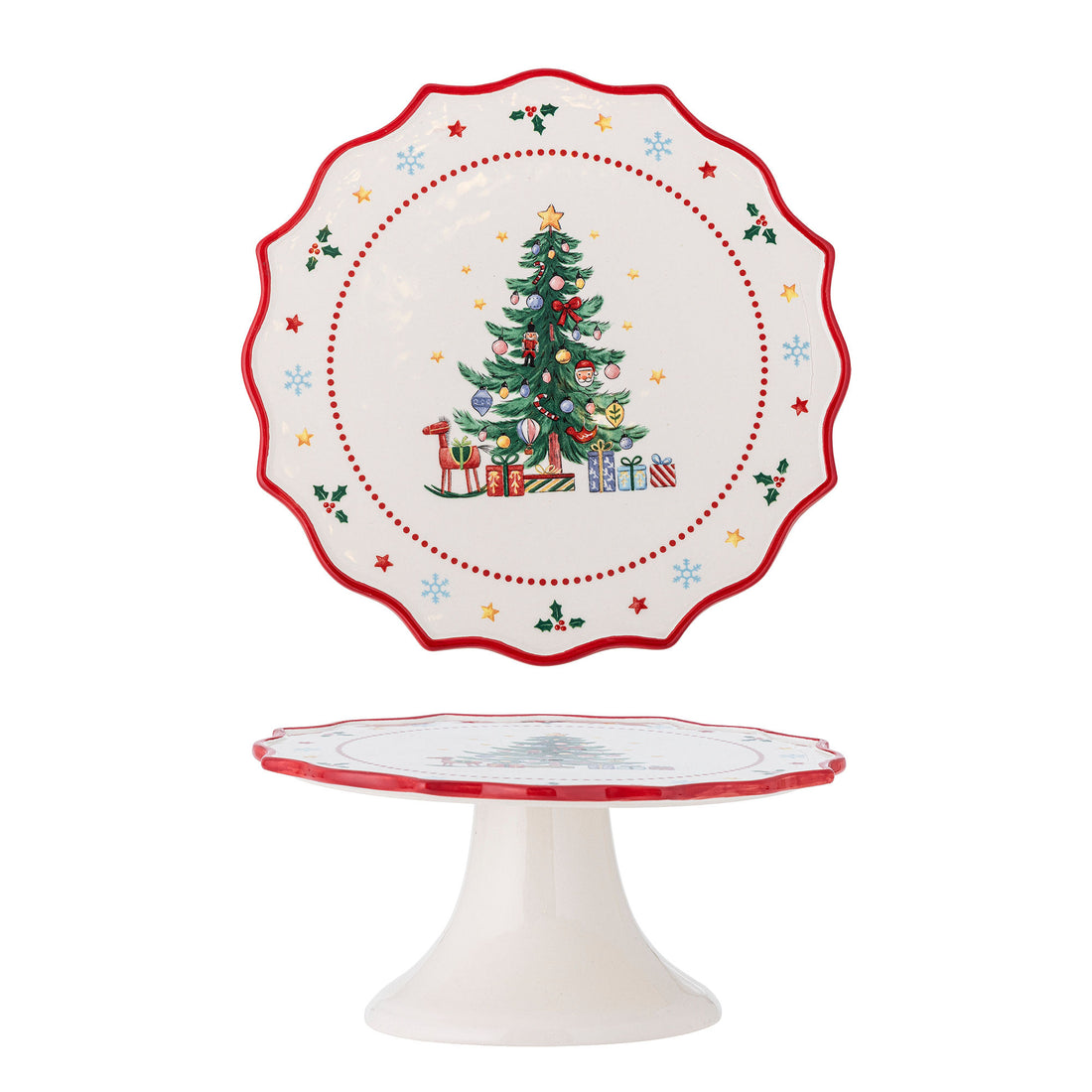 Bloomingville Naive Cake Dish, Rot, Keramik