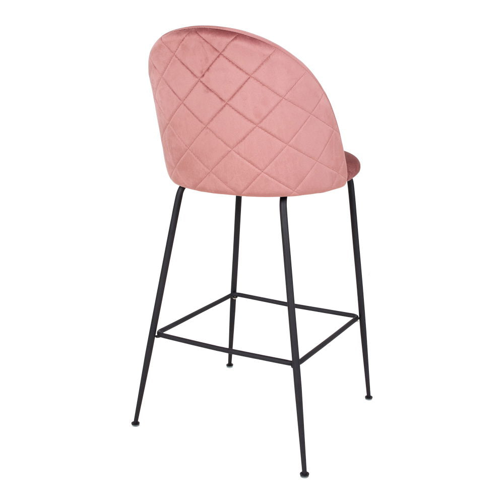 Lausanne Bare Chair - Barhocker in Velours, rosa mit schwarzen Beinen, HN1214