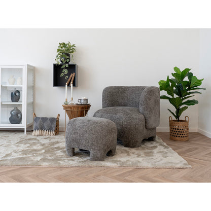 Nazare -Set - Lounge Stuhl und Puff, Grey, HN1280